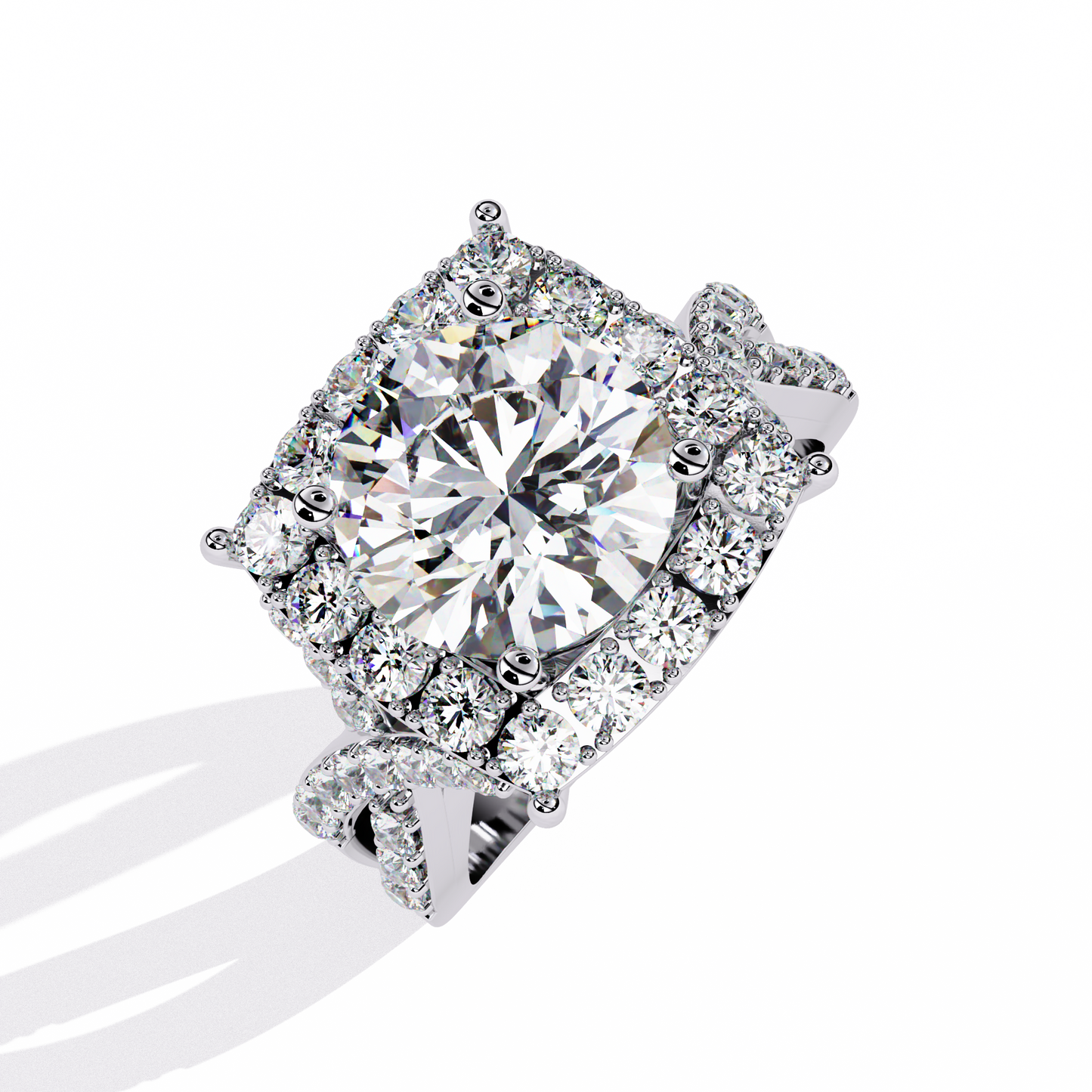 Radiant Crossband Halo – Lab Diamond Engagement Ring in 14K Gold
