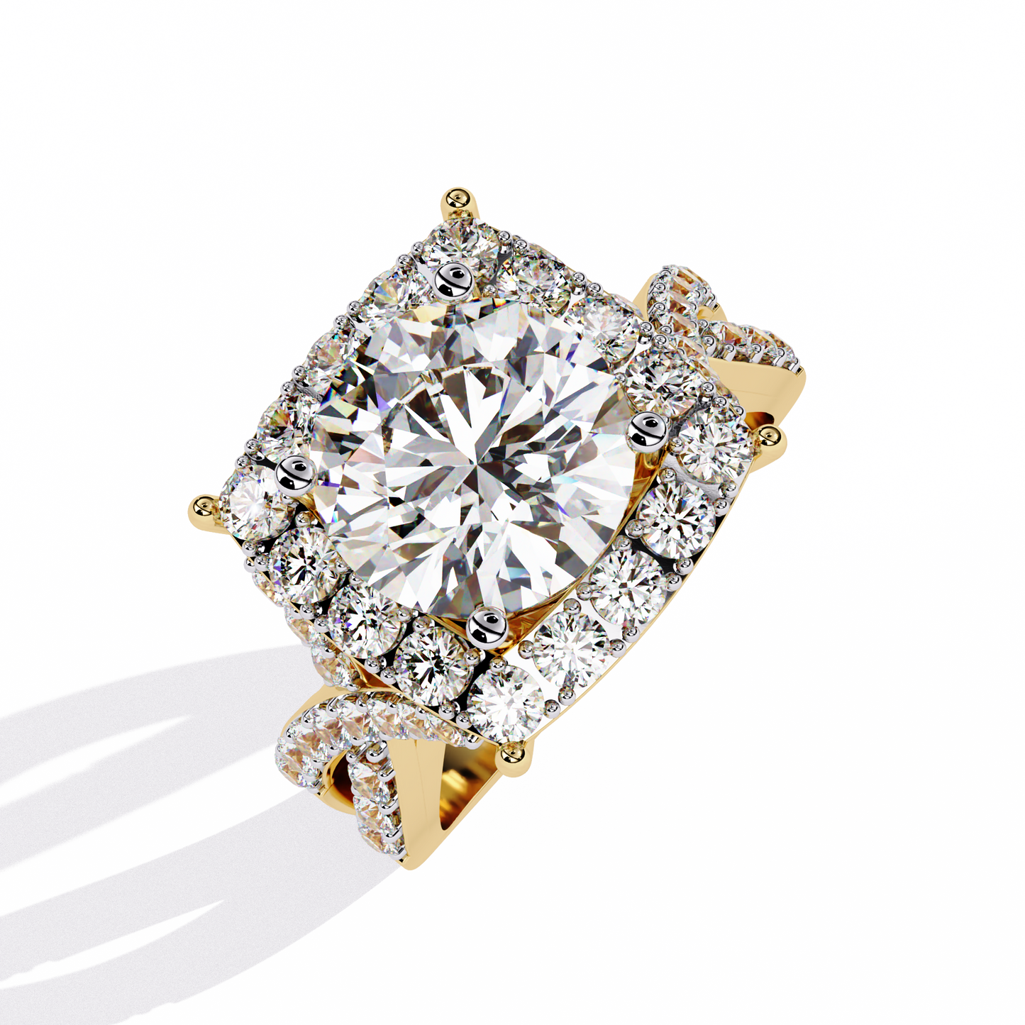 Radiant Crossband Halo – Lab Diamond Engagement Ring in 14K Gold