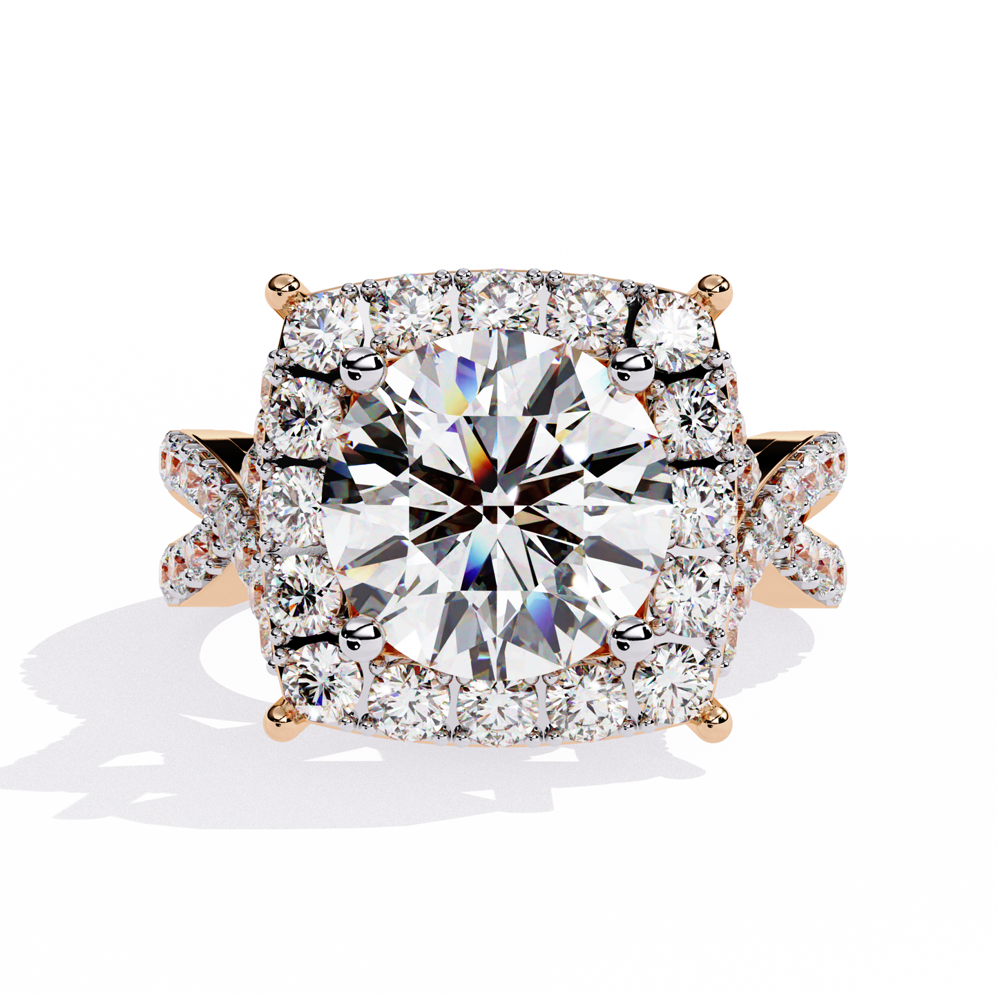 Radiant Crossband Halo – Lab Diamond Engagement Ring in 14K Gold