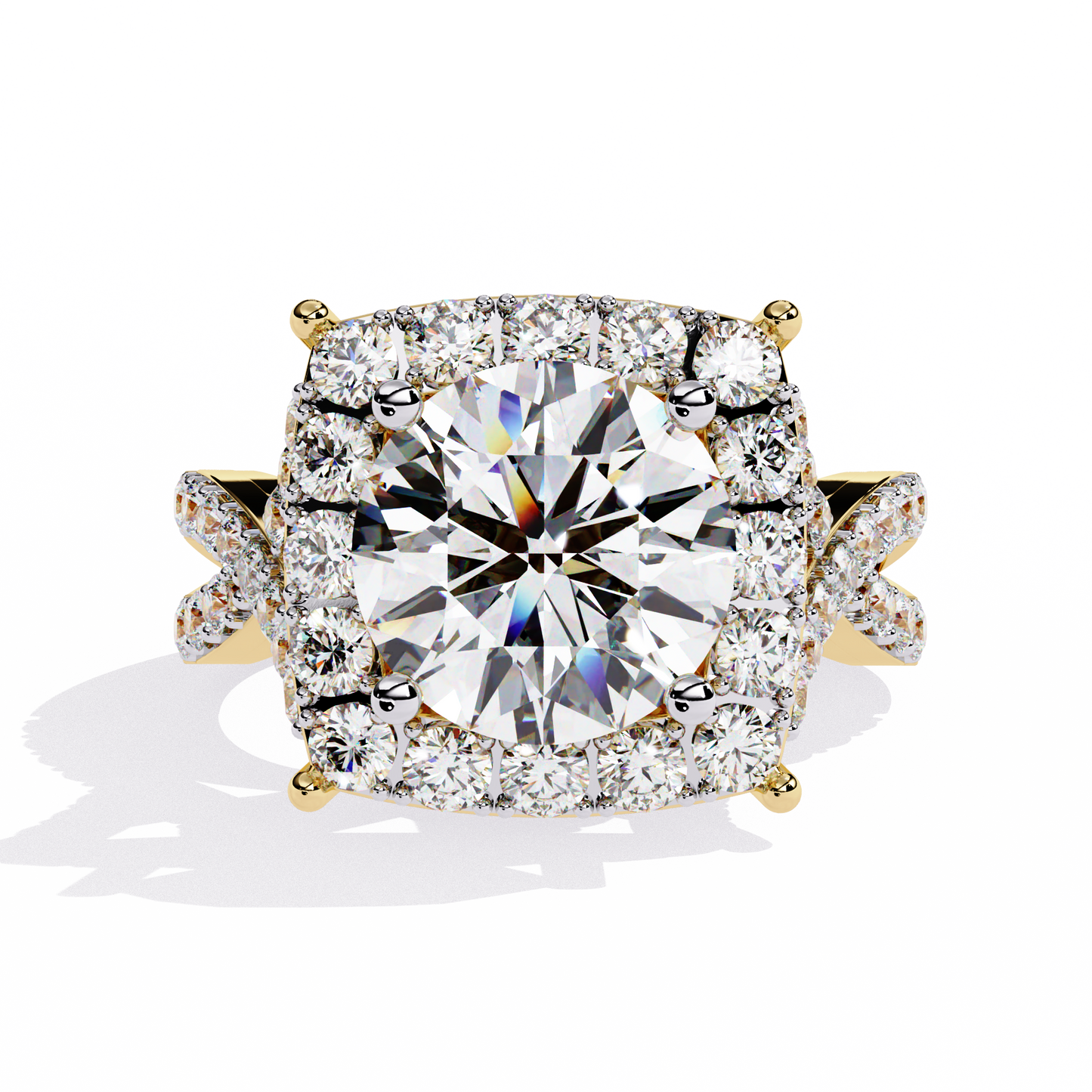 Radiant Crossband Halo – Lab Diamond Engagement Ring in 14K Gold