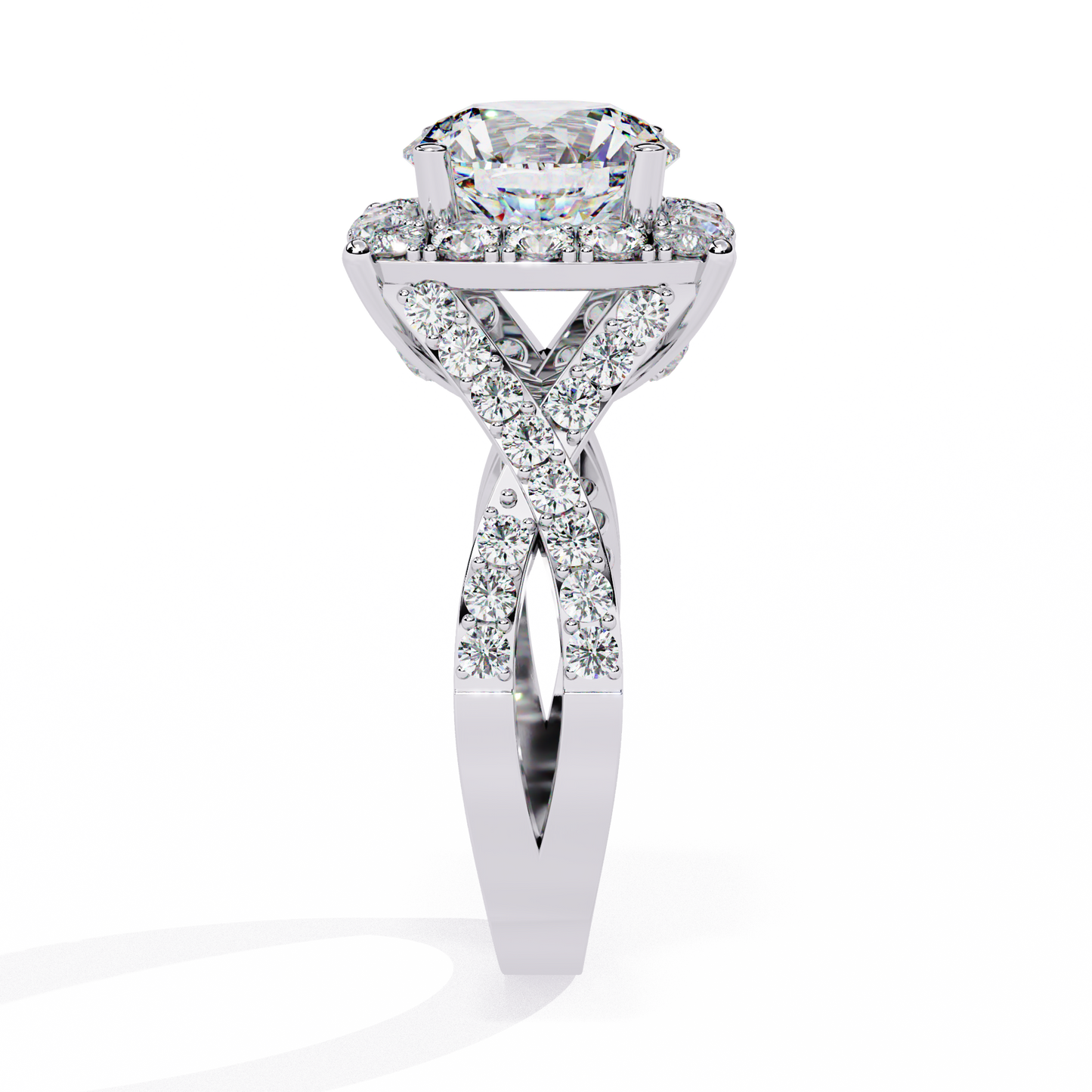 Radiant Crossband Halo – Lab Diamond Engagement Ring in 14K Gold