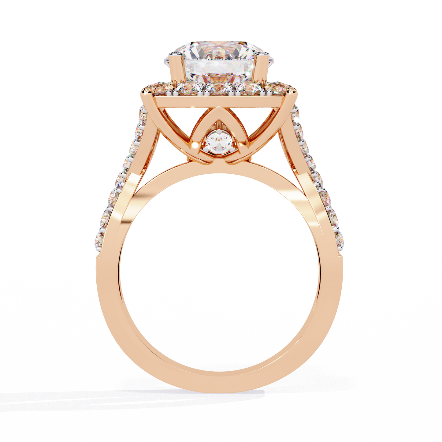Radiant Crossband Halo – Lab Diamond Engagement Ring in 14K Gold