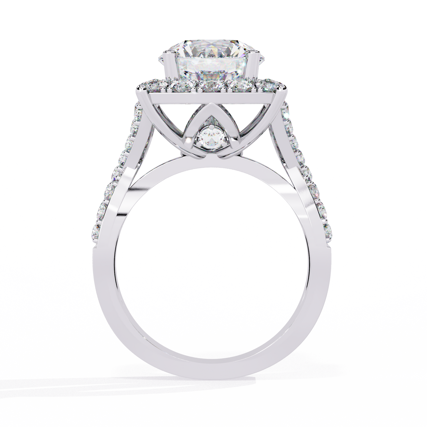 Radiant Crossband Halo – Lab Diamond Engagement Ring in 14K Gold