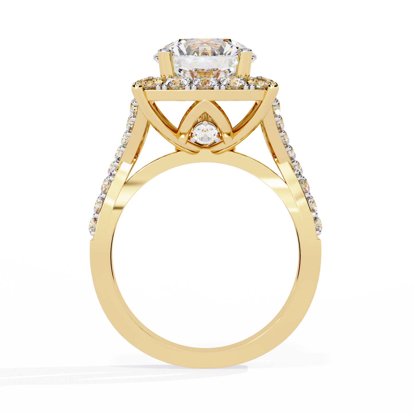 Radiant Crossband Halo – Lab Diamond Engagement Ring in 14K Gold