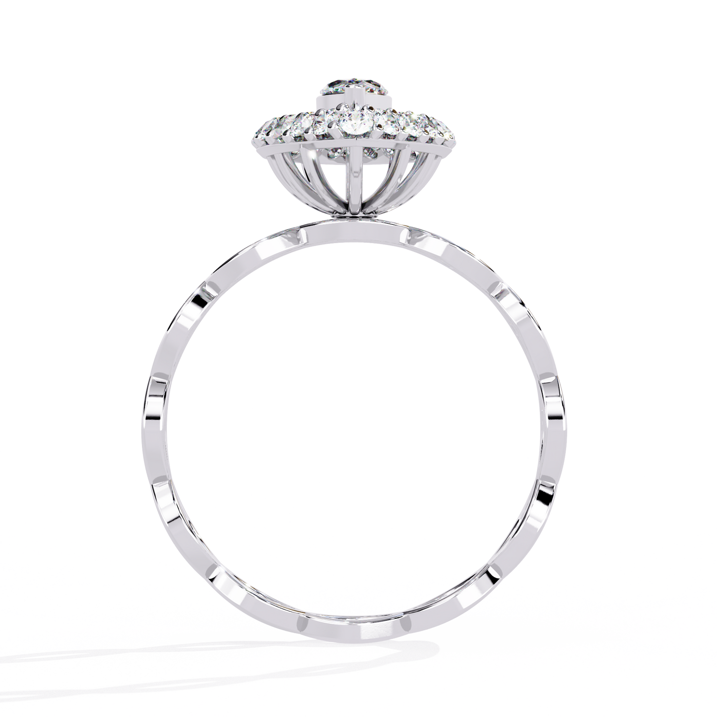 Caged Halo – Marquise Diamond Ring with Infinity Band in 14K Gold