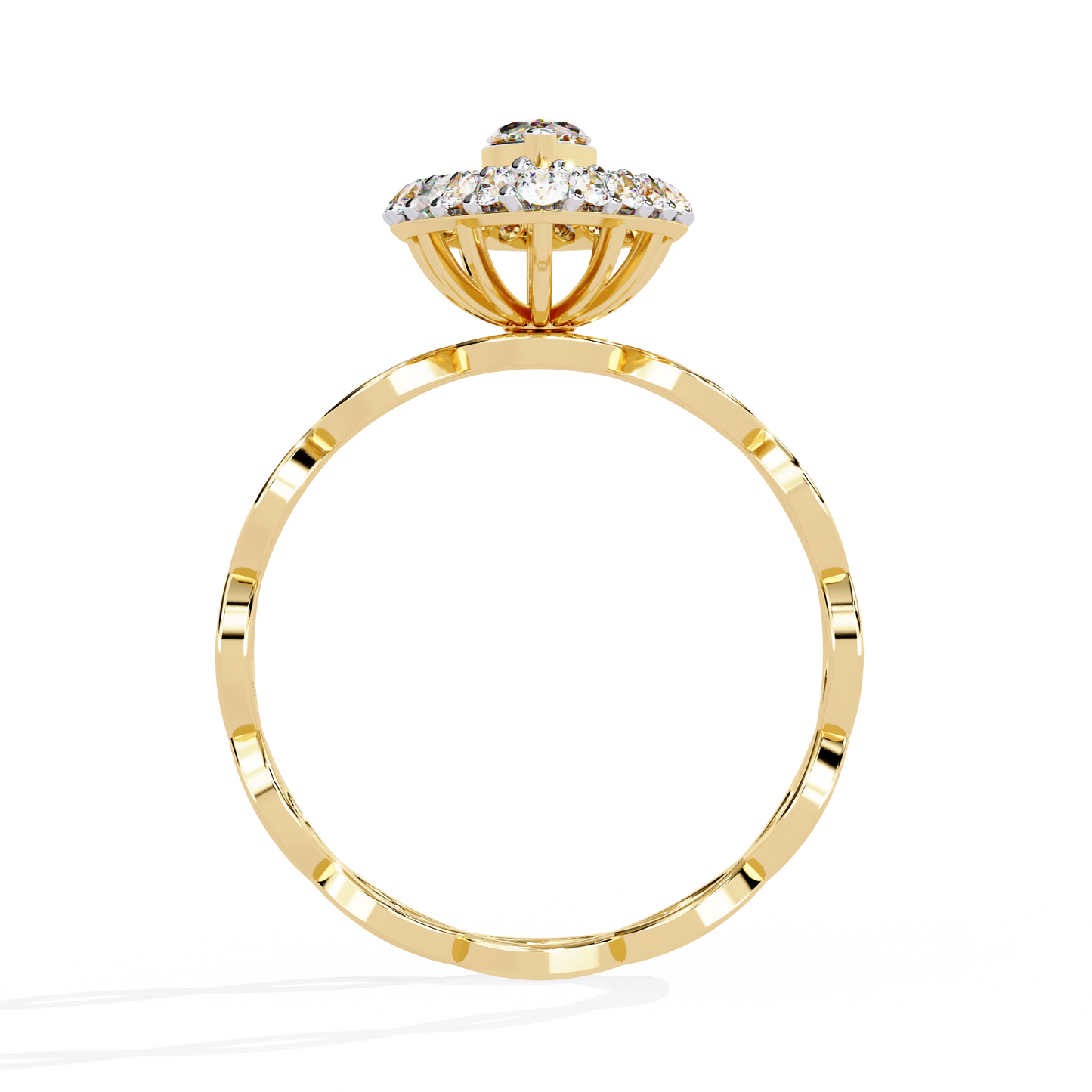 Caged Halo – Marquise Diamond Ring with Infinity Band in 14K Gold