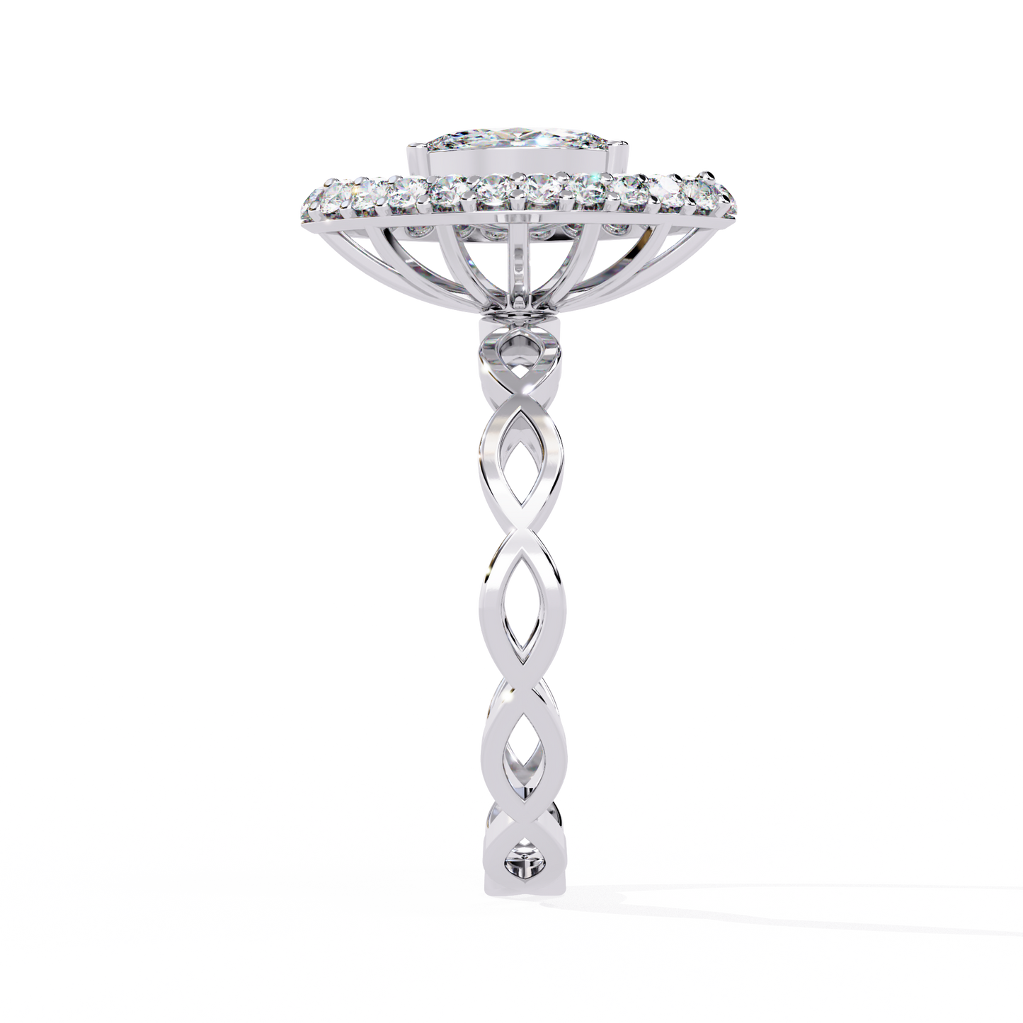 Caged Halo – Marquise Diamond Ring with Infinity Band in 14K Gold
