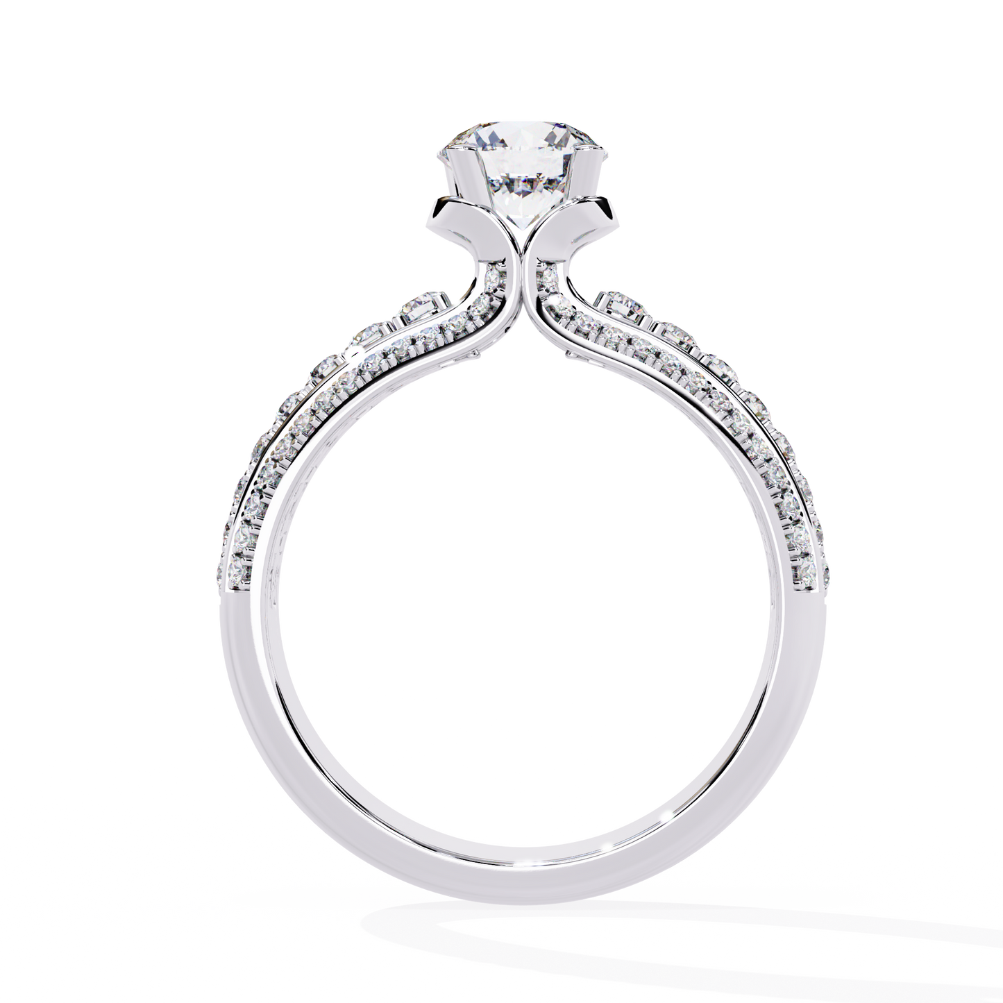 Triad Radiance – Lab Diamond Triple Row Ring with Solitaire Center in 14K Gold