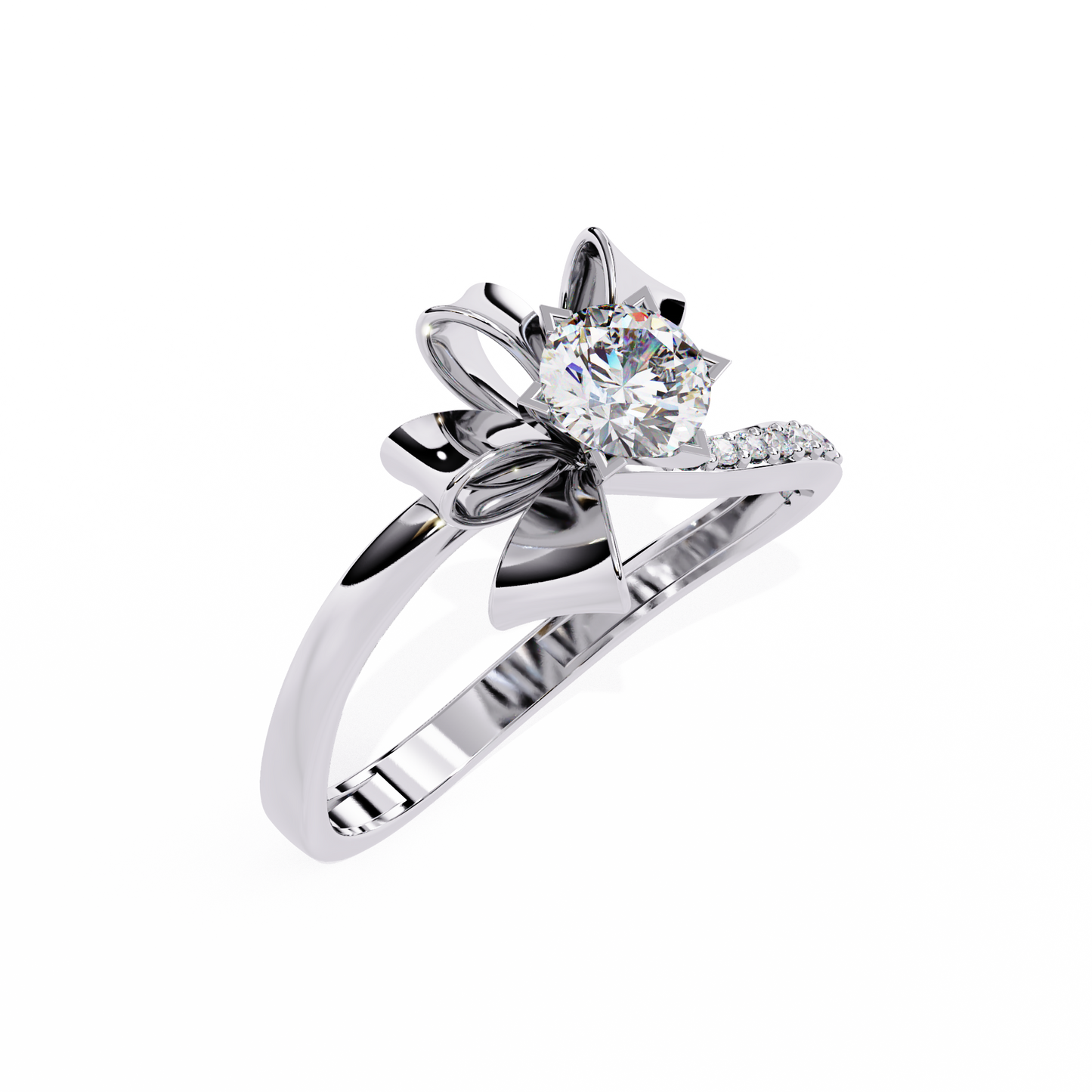Golden Ribbon – Diamond Bow Ring in 14K Gold