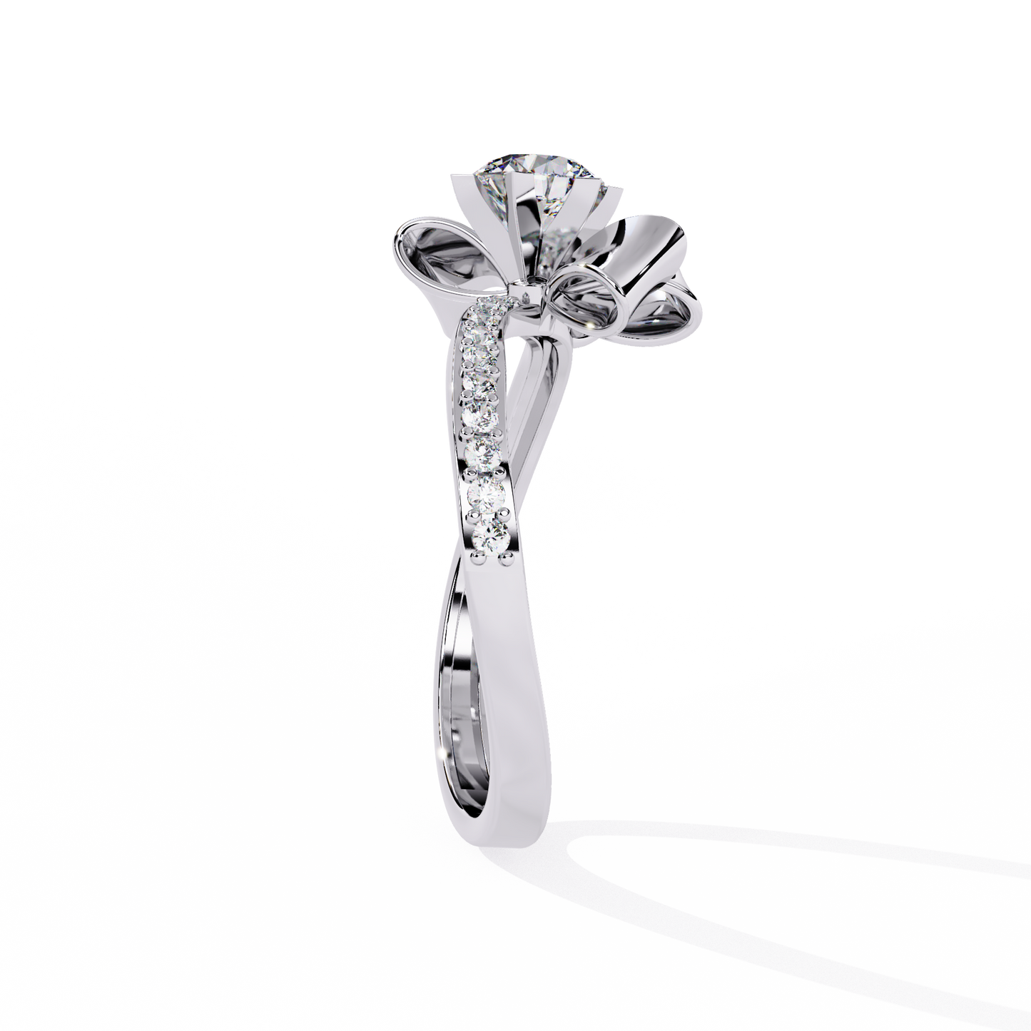 Golden Ribbon – Diamond Bow Ring in 14K Gold