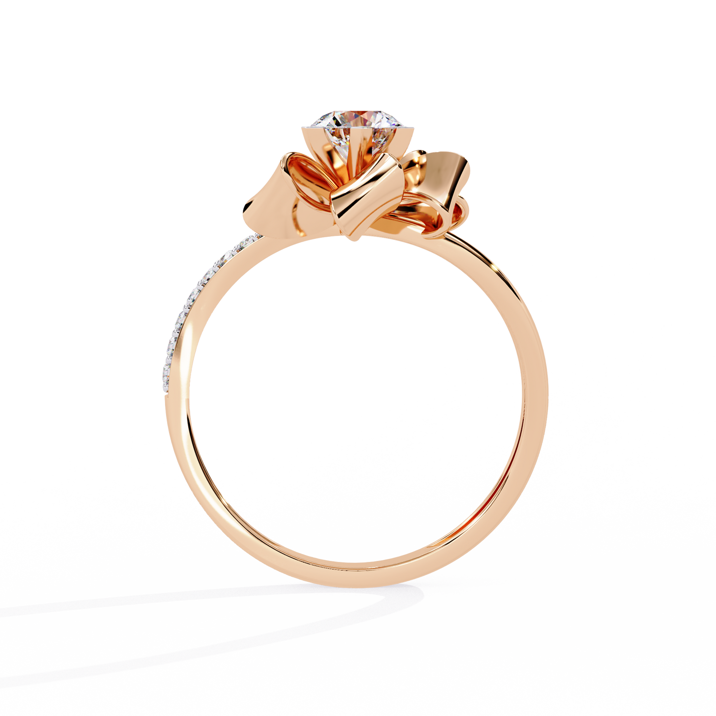 Golden Ribbon – Diamond Bow Ring in 14K Gold