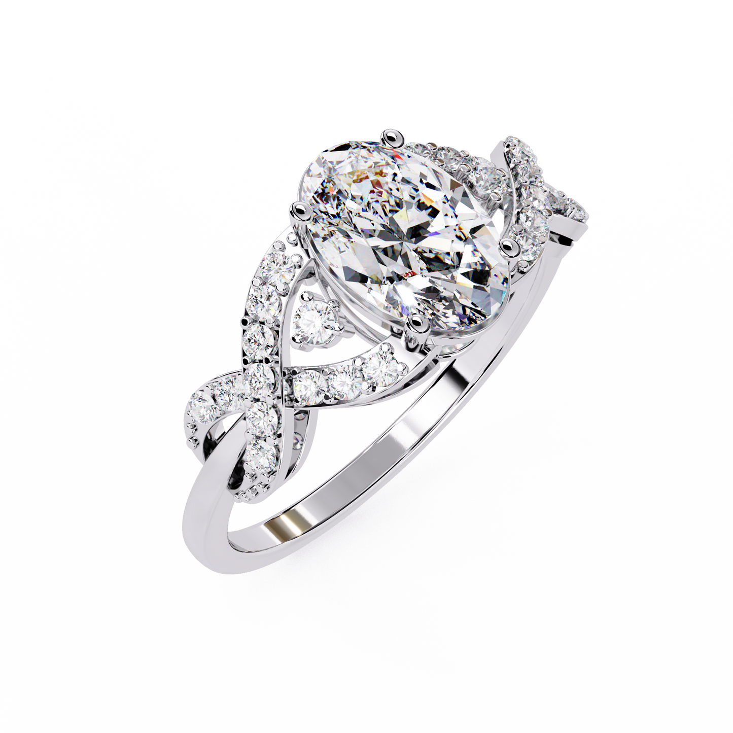 Infinity Crown – Oval Diamond Twisted Band Ring in 14K Gold