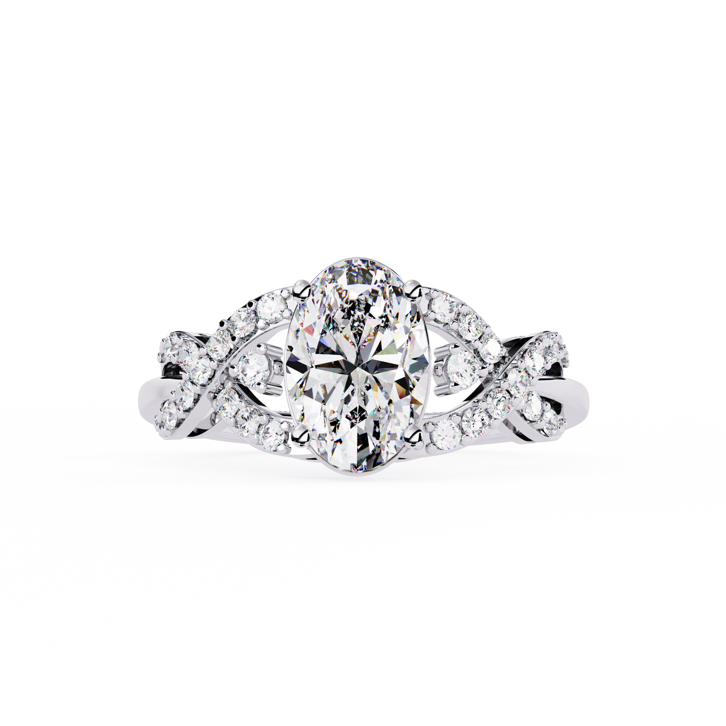 Infinity Crown – Oval Diamond Twisted Band Ring in 14K Gold