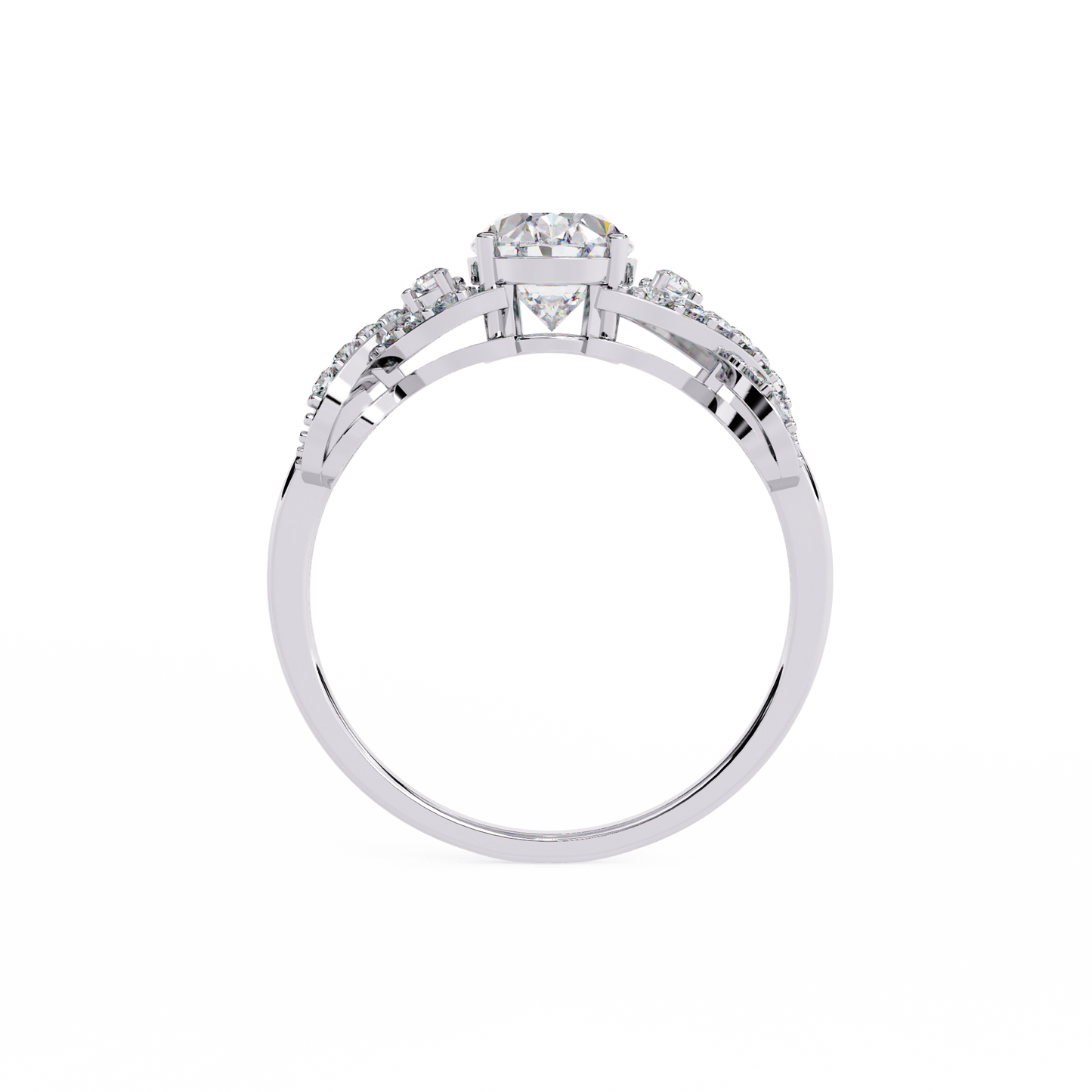 Infinity Crown – Oval Diamond Twisted Band Ring in 14K Gold
