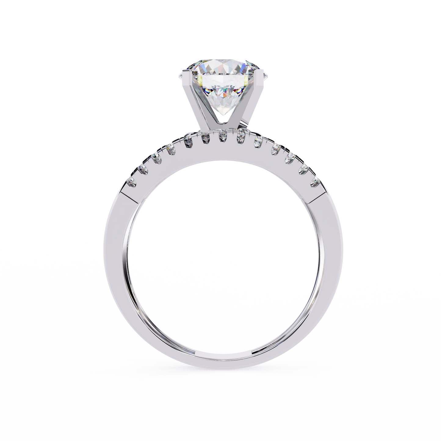 Celestial Wrap – Diamond Orbit Shank Ring with Solitaire in 14K Gold