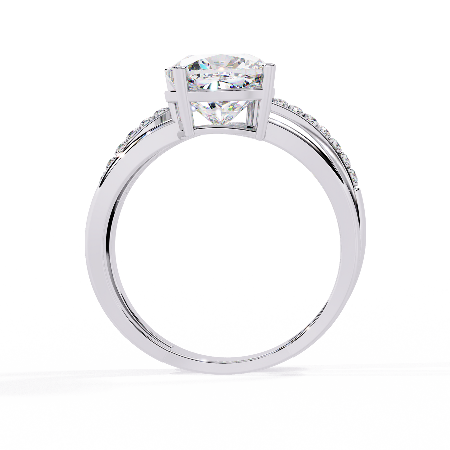 Cushion Curve – Diamond Split Shank Solitaire Ring in 14K Gold