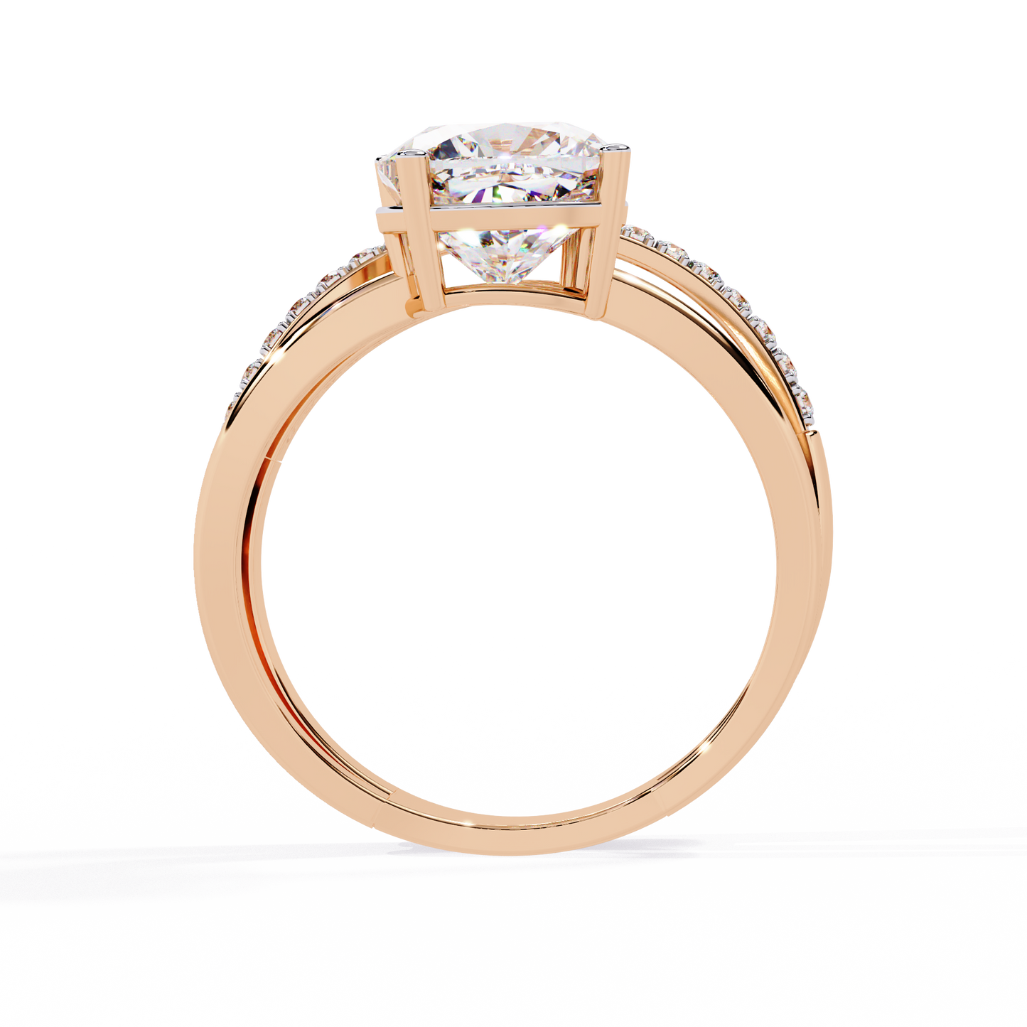 Cushion Curve – Diamond Split Shank Solitaire Ring in 14K Gold