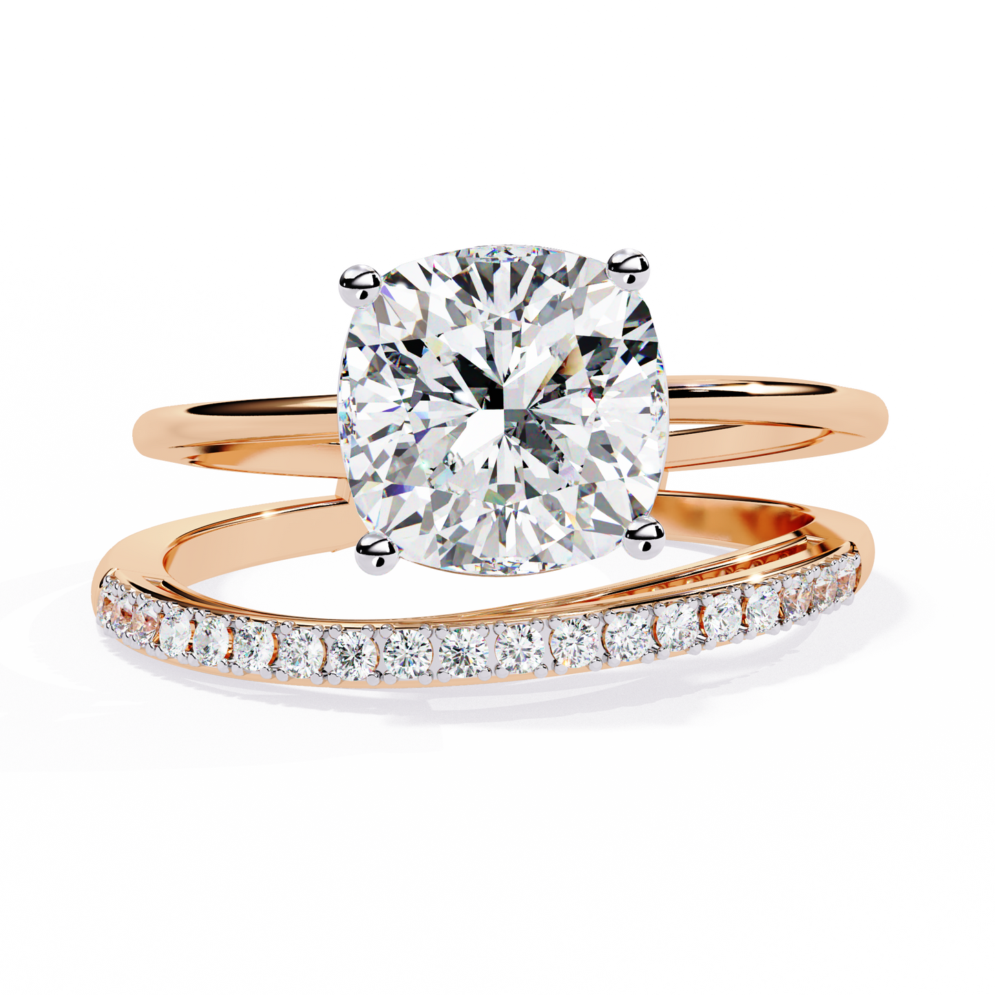 Cushion Curve – Diamond Split Shank Solitaire Ring in 14K Gold