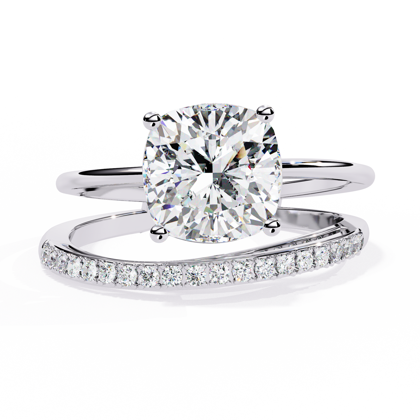 Cushion Curve – Diamond Split Shank Solitaire Ring in 14K Gold