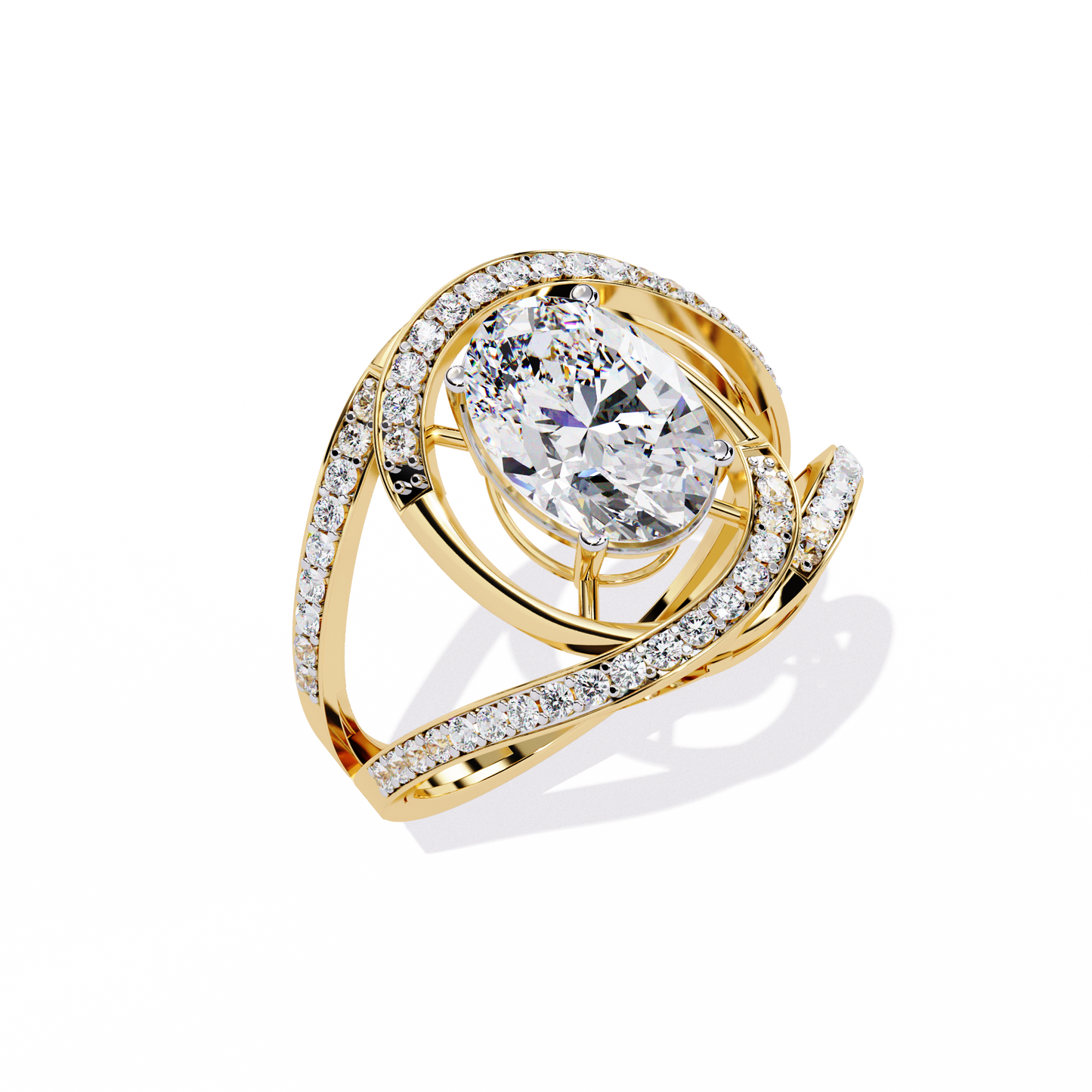 Celestial Orbit – Oval Diamond Wrap Ring in 14K Gold