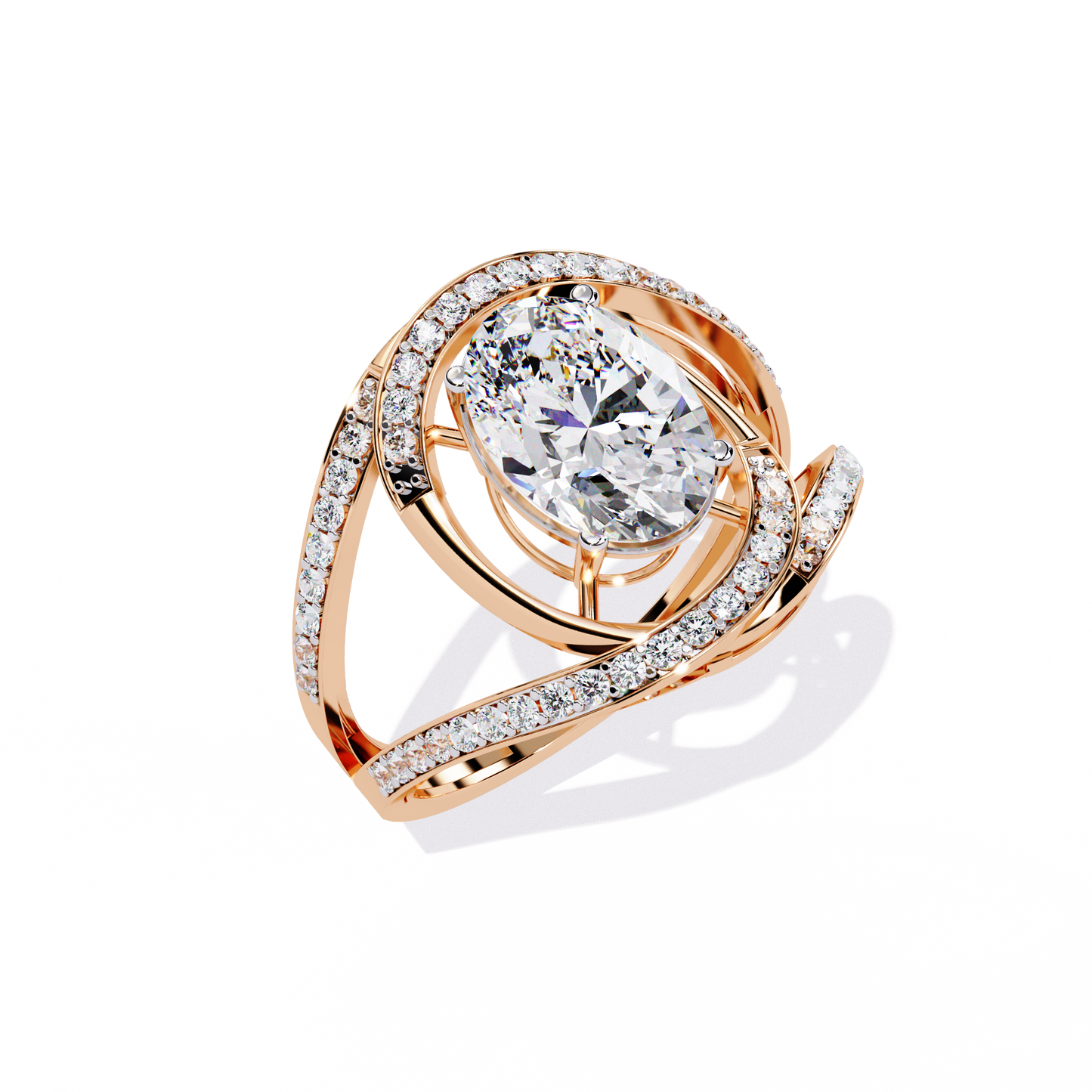 Celestial Orbit – Oval Diamond Wrap Ring in 14K Gold