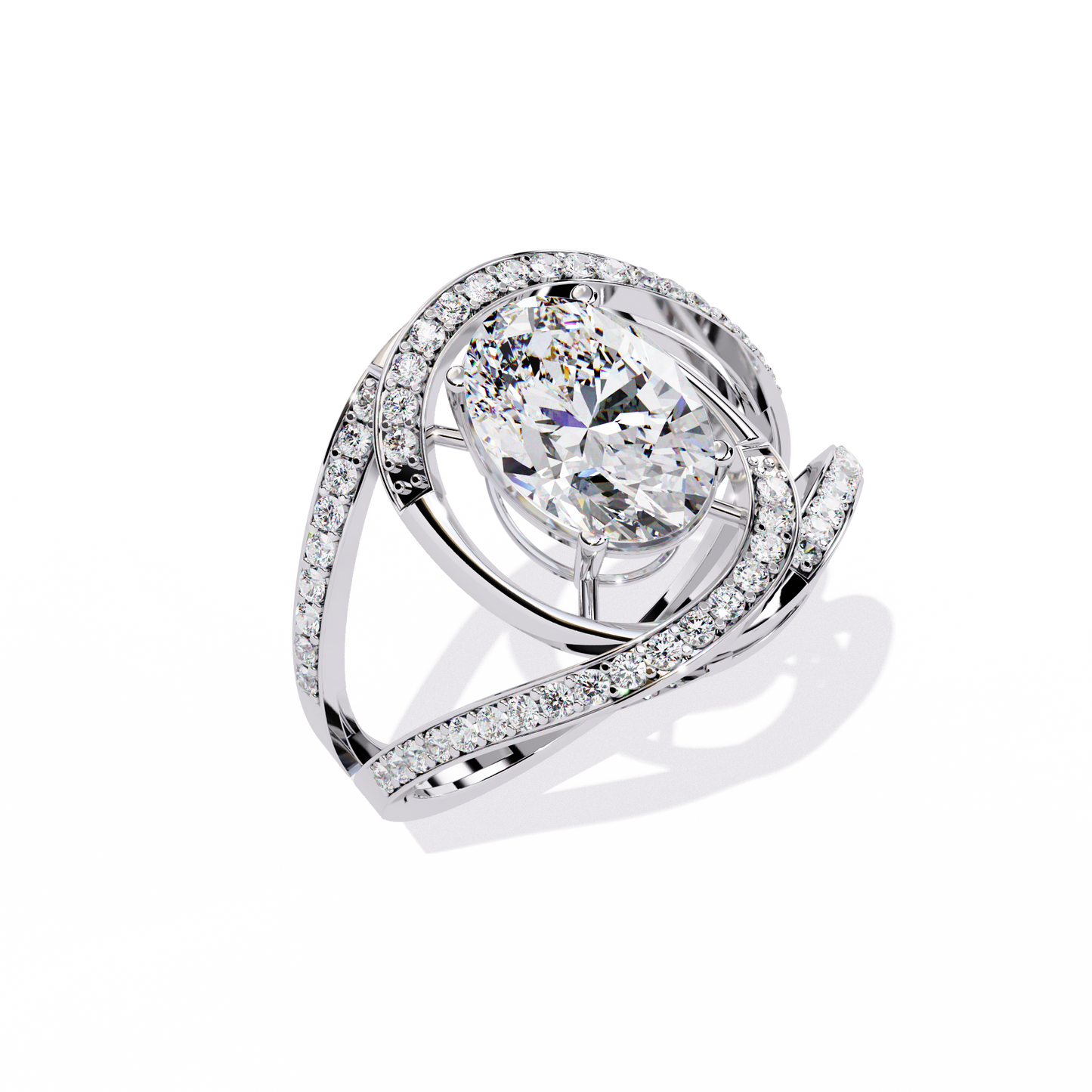 Celestial Orbit – Oval Diamond Wrap Ring in 14K Gold