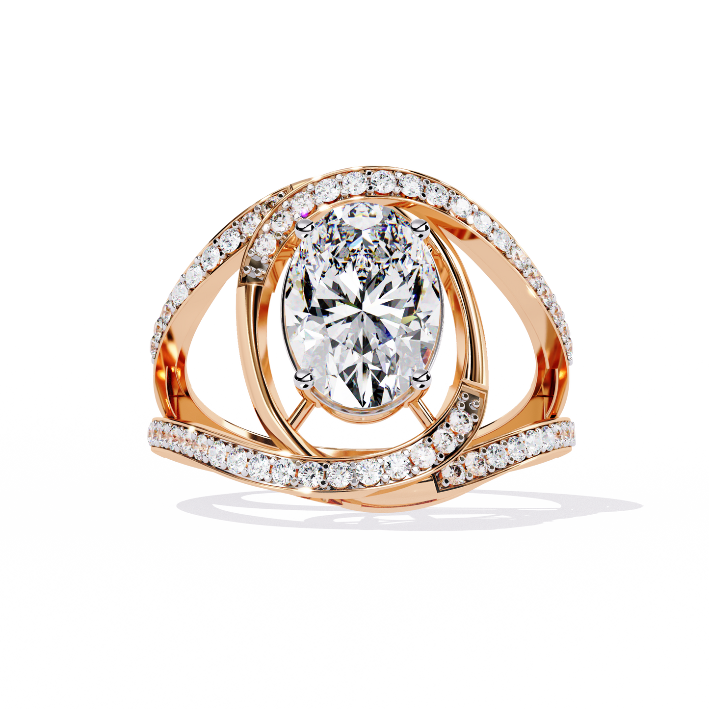 Celestial Orbit – Oval Diamond Wrap Ring in 14K Gold