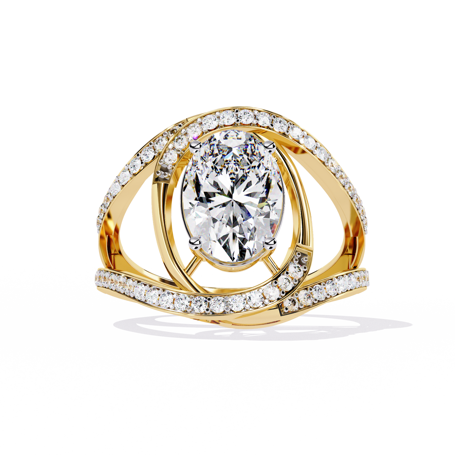 Celestial Orbit – Oval Diamond Wrap Ring in 14K Gold
