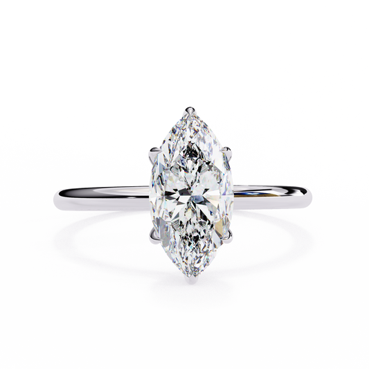 Marquise Edge – Diamond Ring with Tapered Shank in 14K Gold