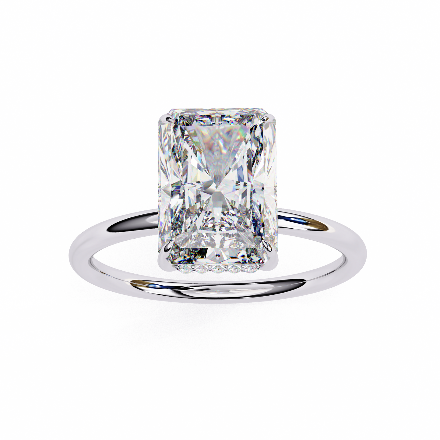 Emerald Linea – Diamond Ring with Graduated Shank in 14K Gold