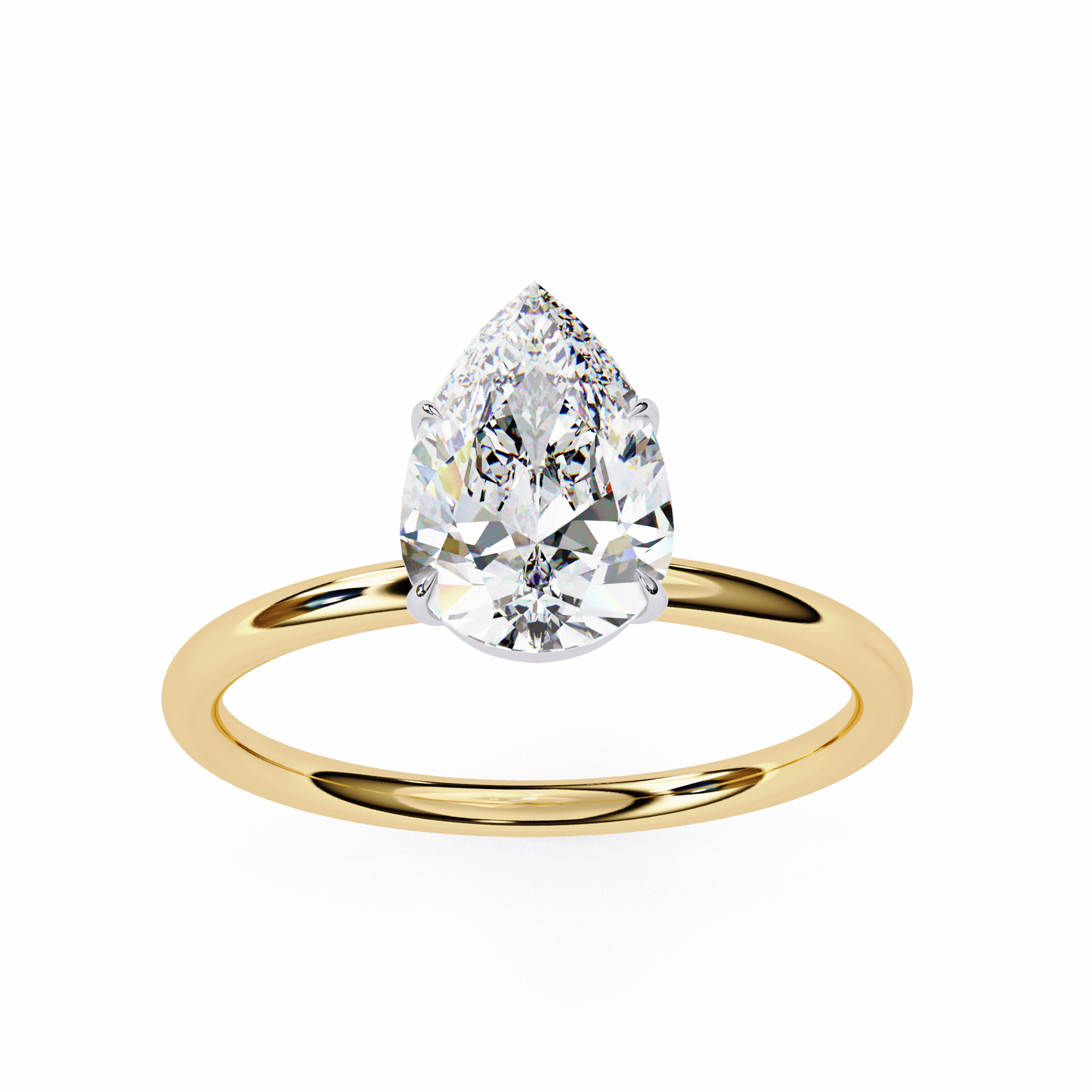 Teardrop Grace – Pear Lab Diamond Solitaire Ring in 14K Gold