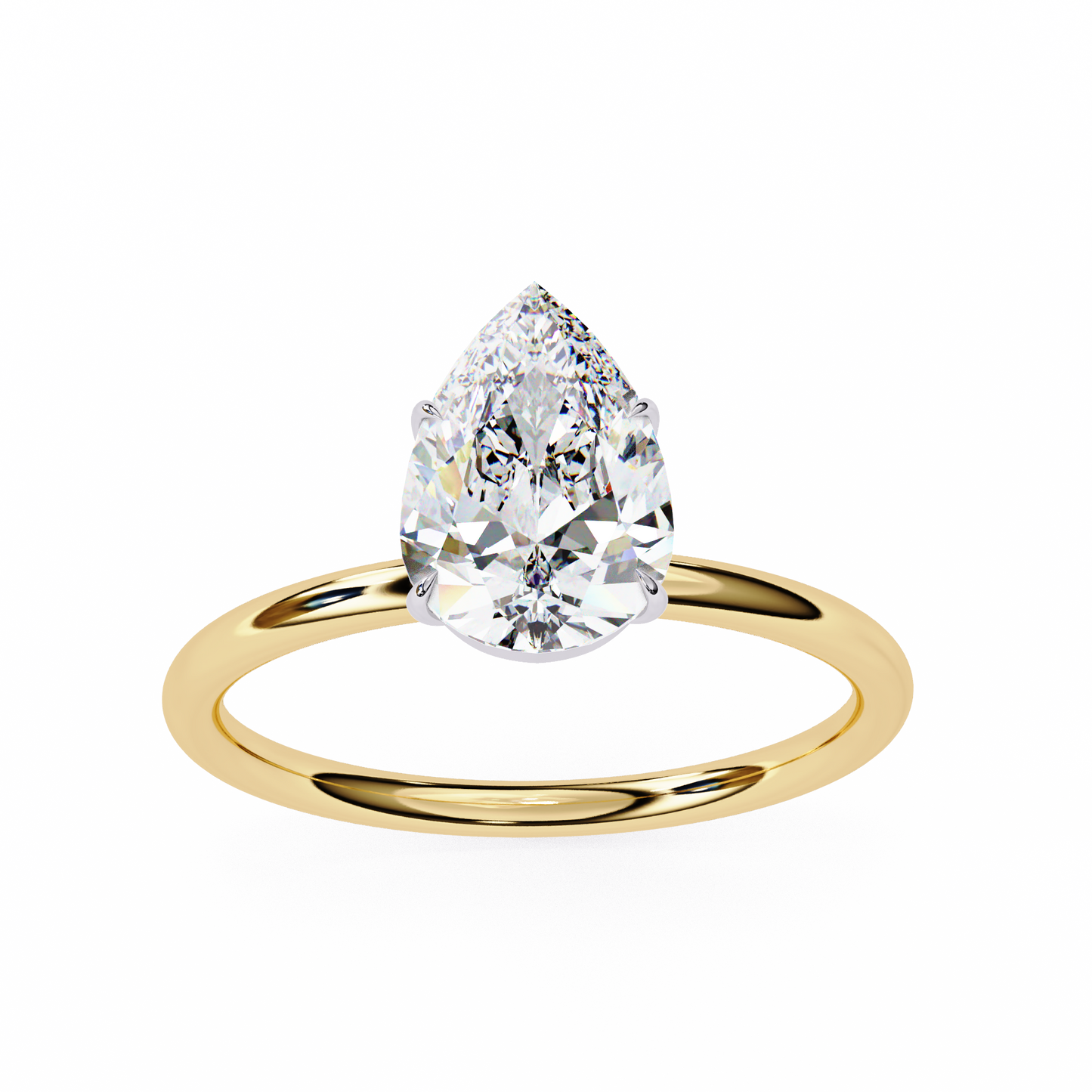 Teardrop Grace – Pear Lab Diamond Solitaire Ring in 14K Gold