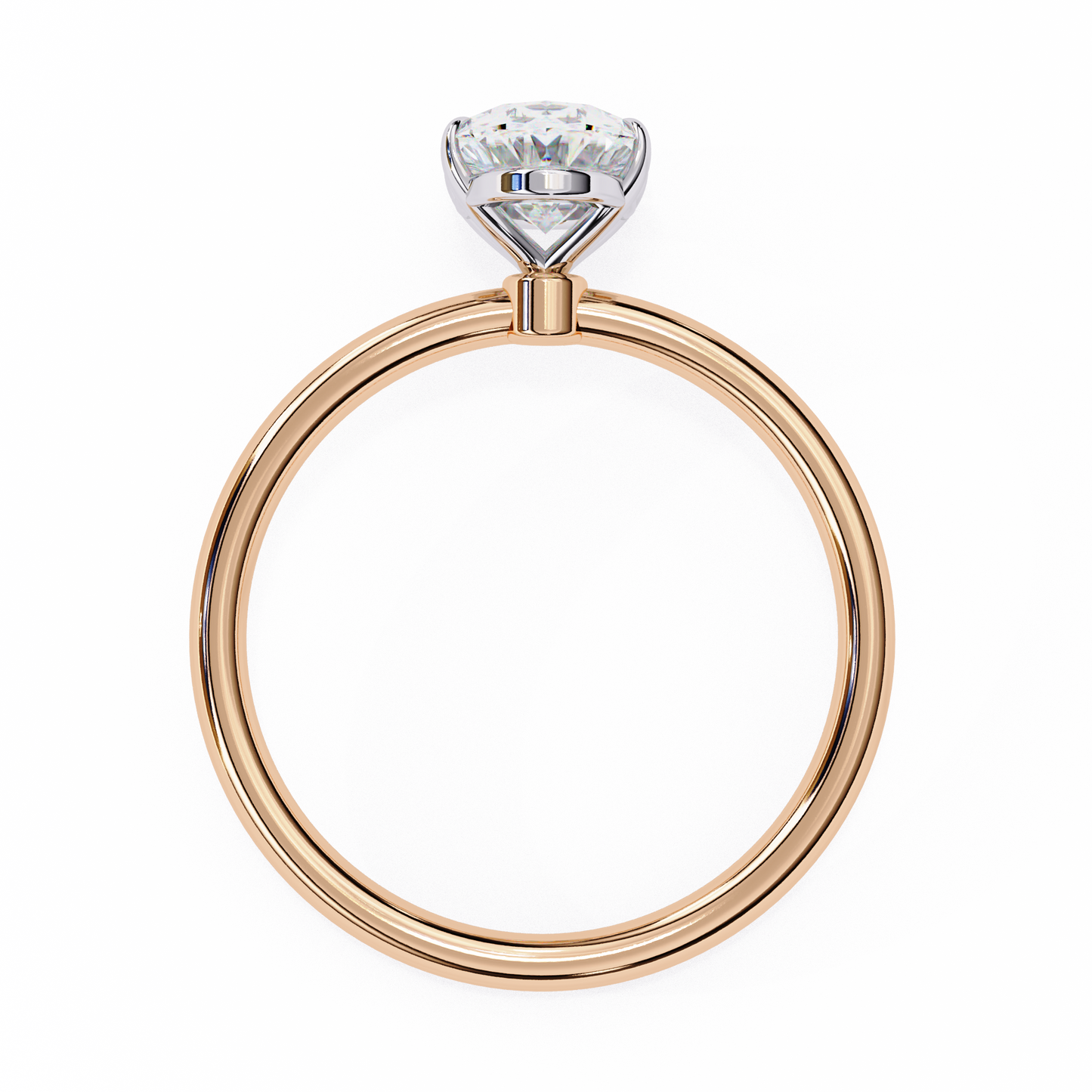 Oval Poise – Lab Diamond Solitaire Ring with Slim Shank in 14K Gold