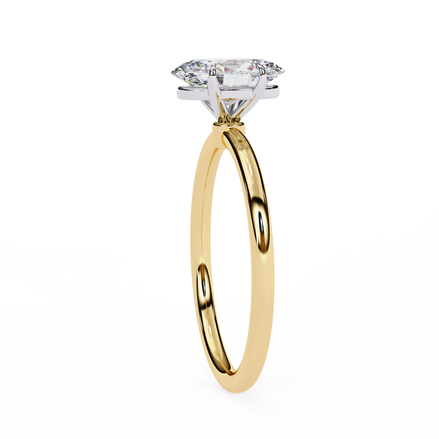 Oval Poise – Lab Diamond Solitaire Ring with Slim Shank in 14K Gold