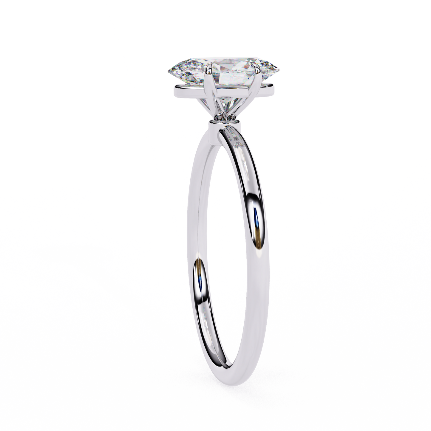 Oval Poise – Lab Diamond Solitaire Ring with Slim Shank in 14K Gold
