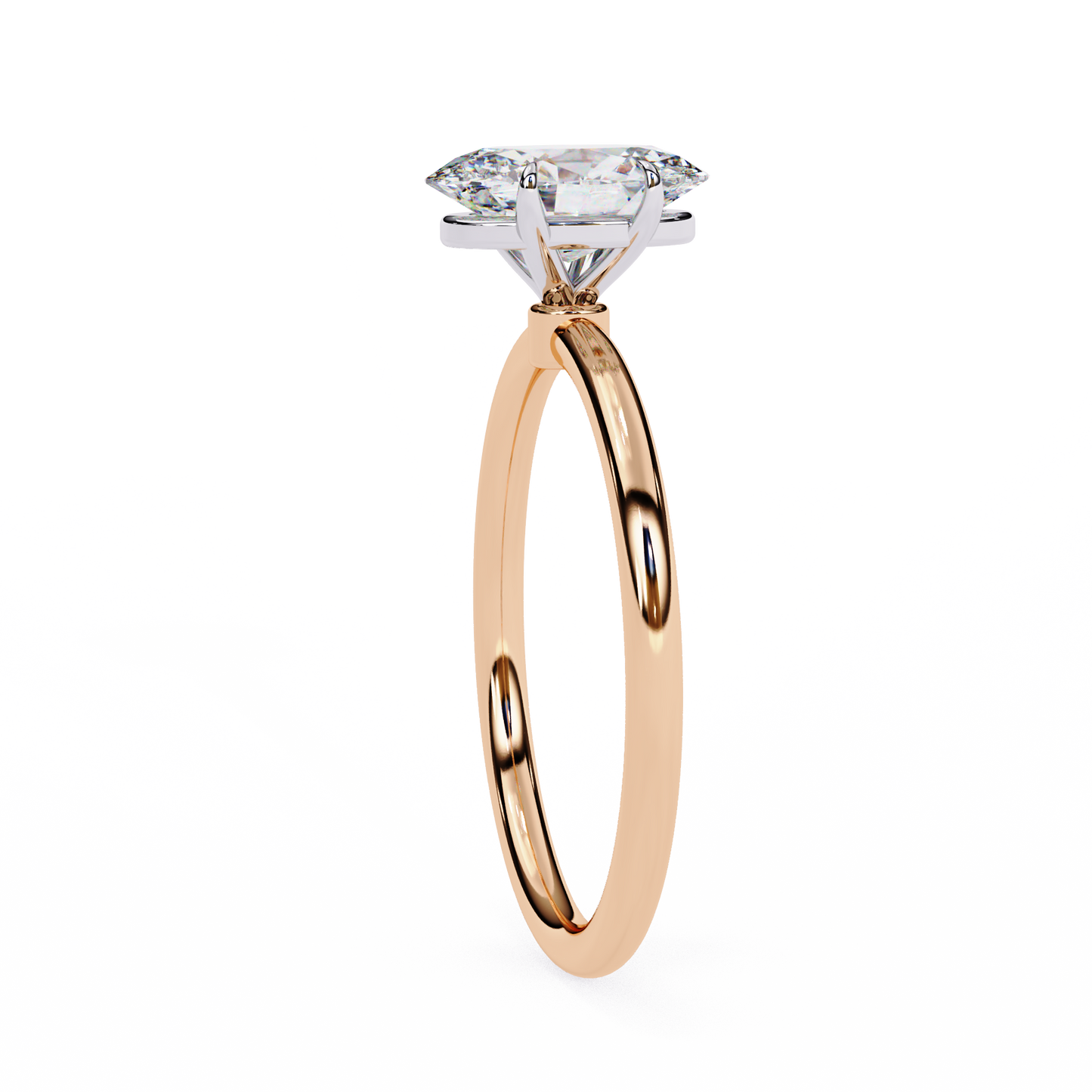 Oval Poise – Lab Diamond Solitaire Ring with Slim Shank in 14K Gold
