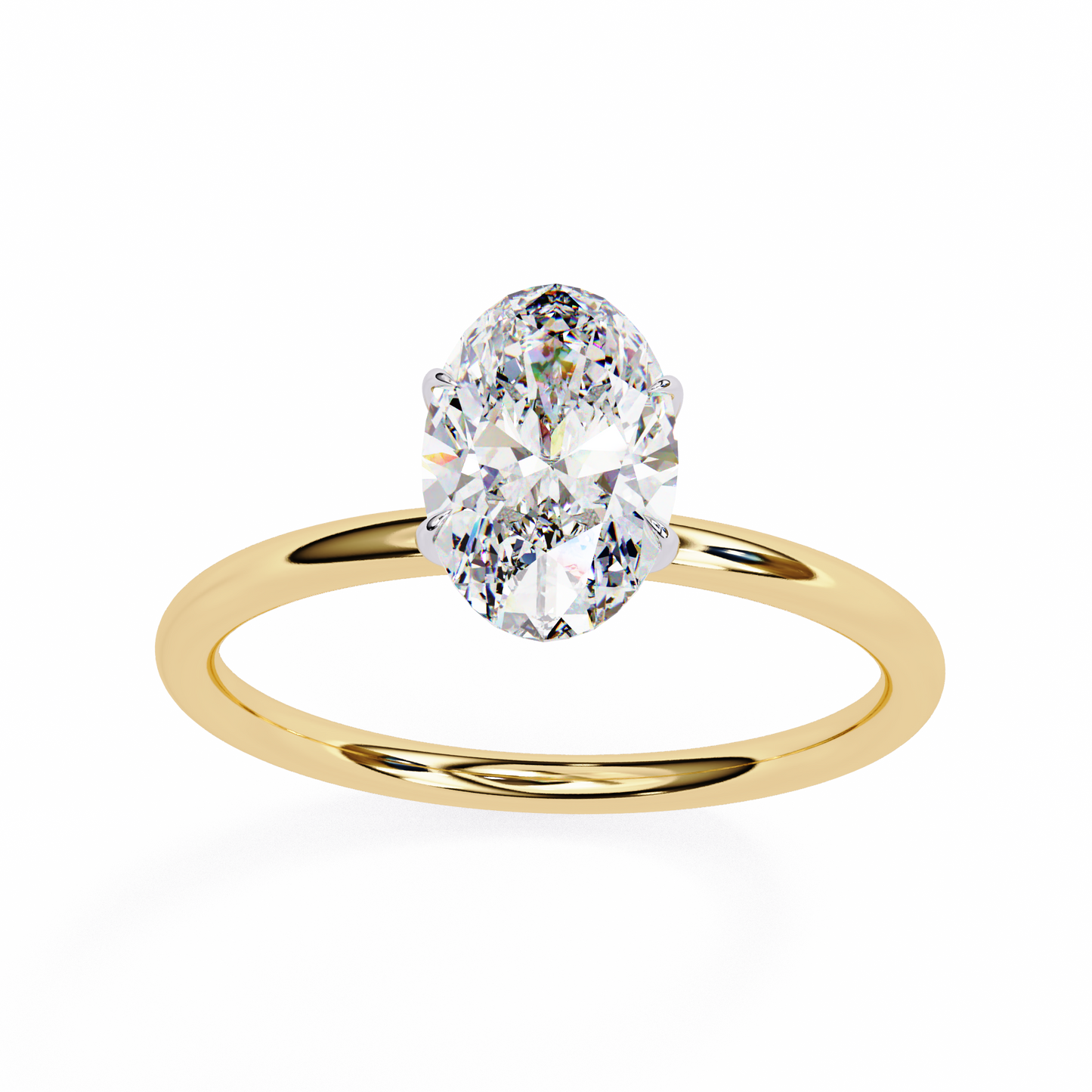 Oval Poise – Lab Diamond Solitaire Ring with Slim Shank in 14K Gold