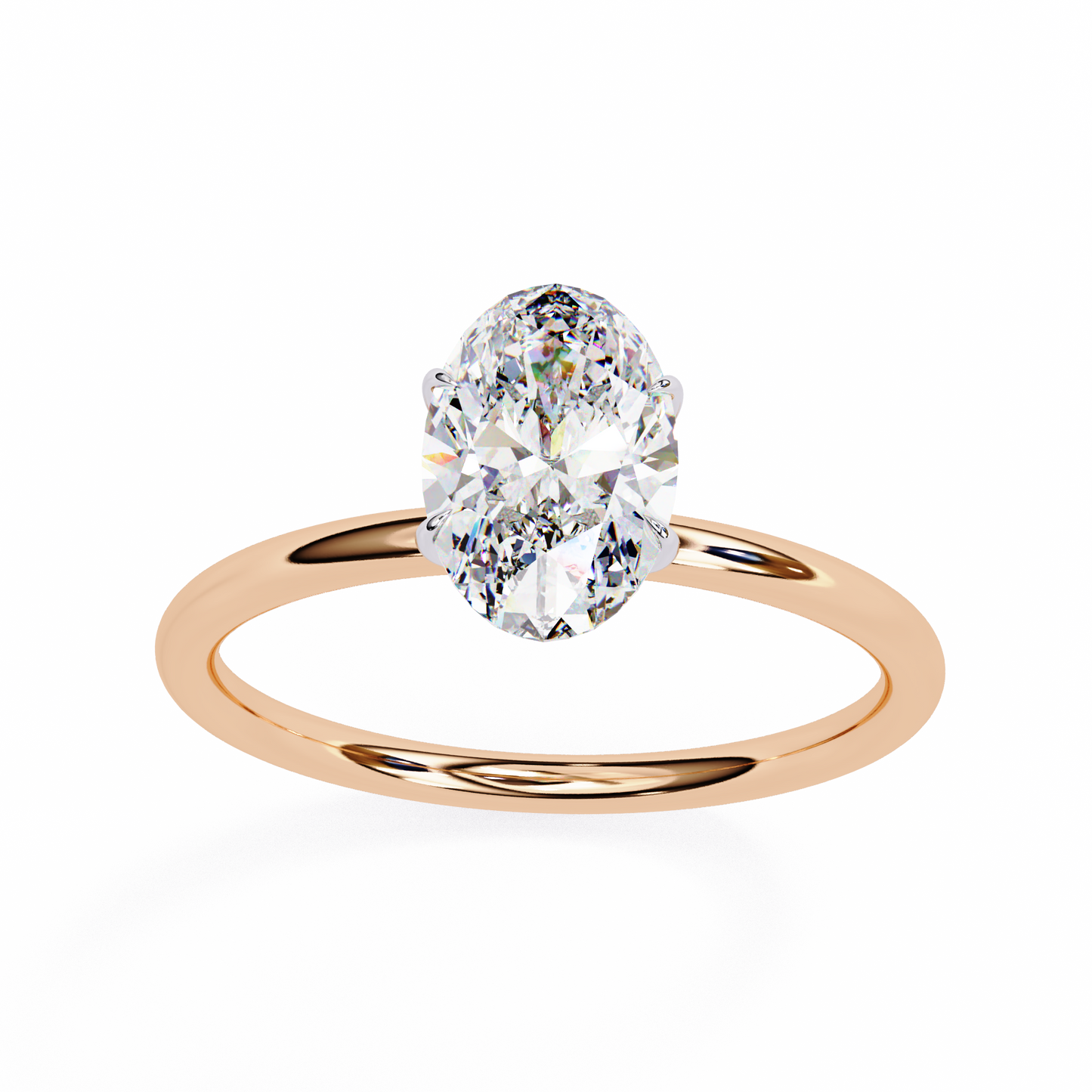 Oval Poise – Lab Diamond Solitaire Ring with Slim Shank in 14K Gold