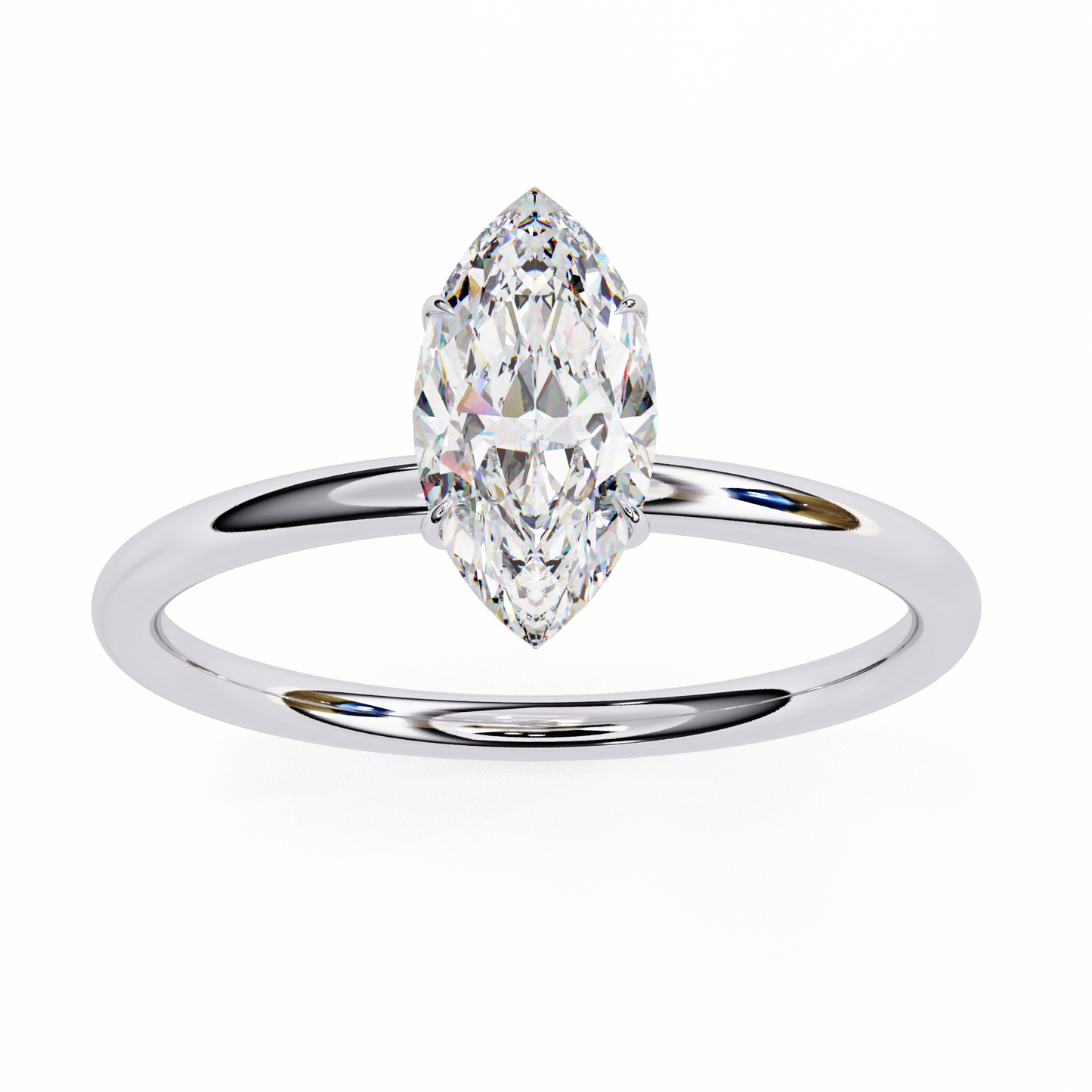 Marquise Edge – Diamond Ring with Tapered Shank in 14K Gold
