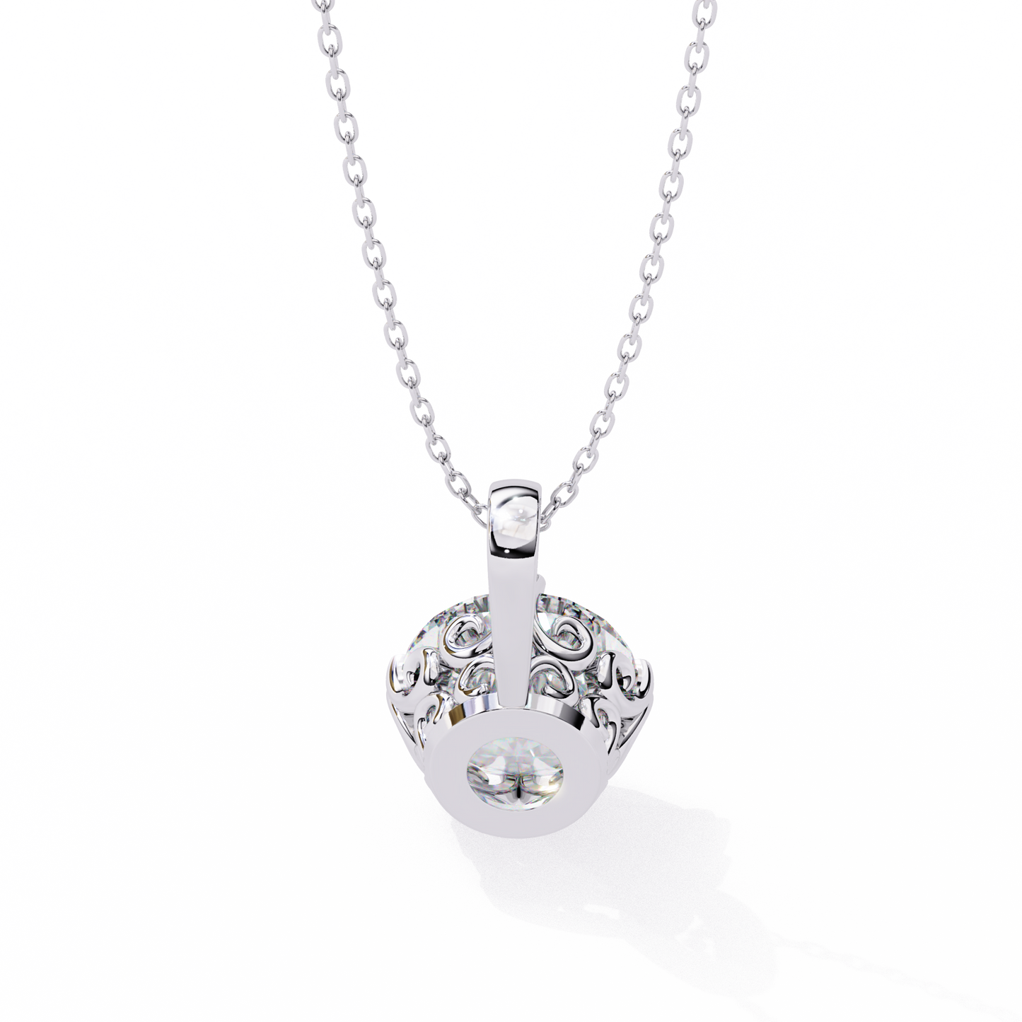 Halo Drop – Round Lab Diamond Framed Chain Pendant