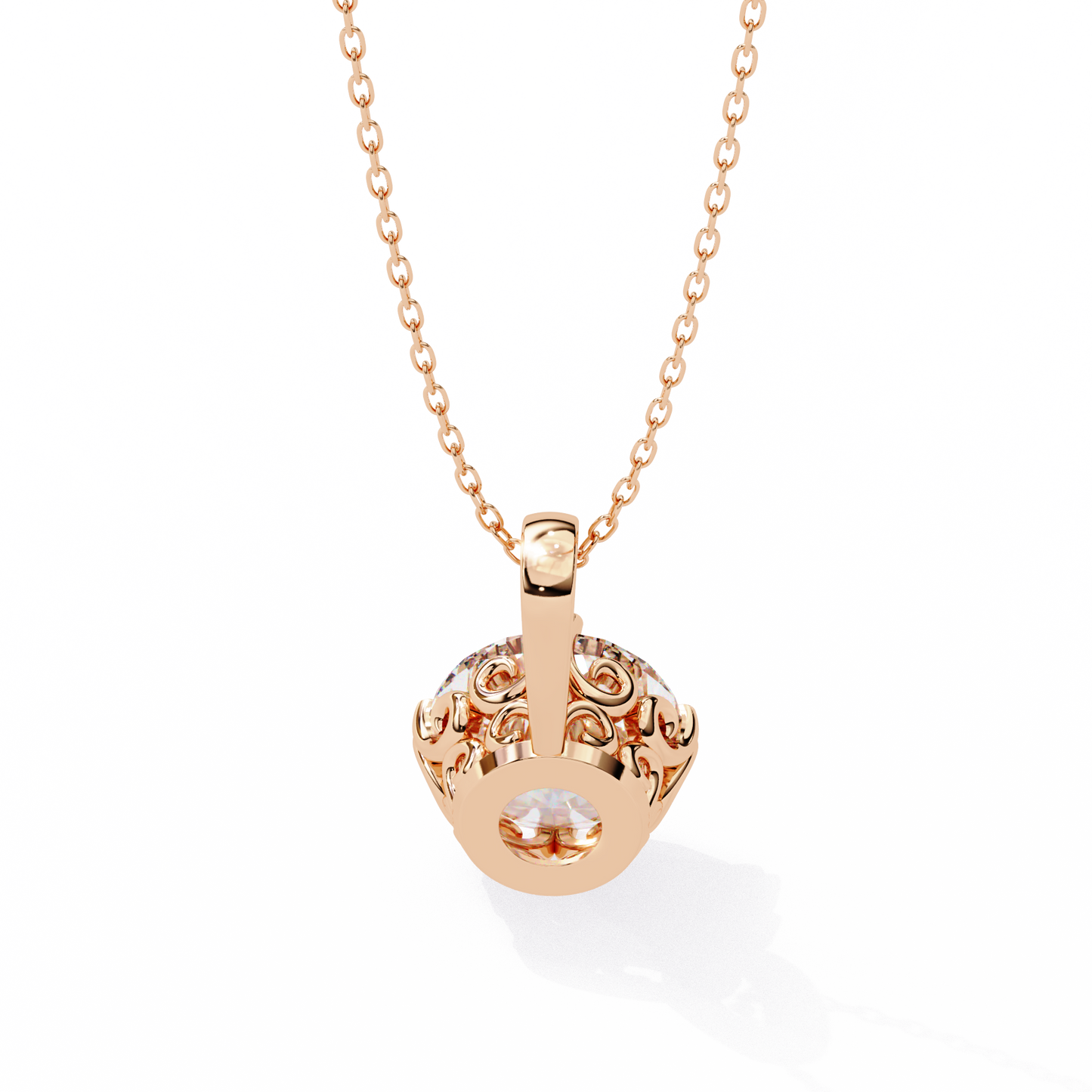 Halo Drop – Round Lab Diamond Framed Chain Pendant