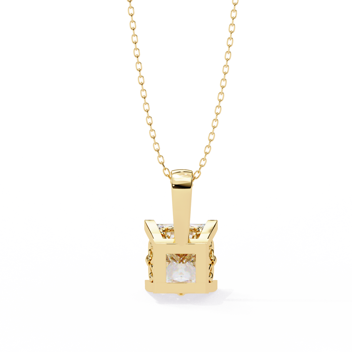 Crown Prism – Princess Cut Lab Diamond Solitaire Chain Pendant