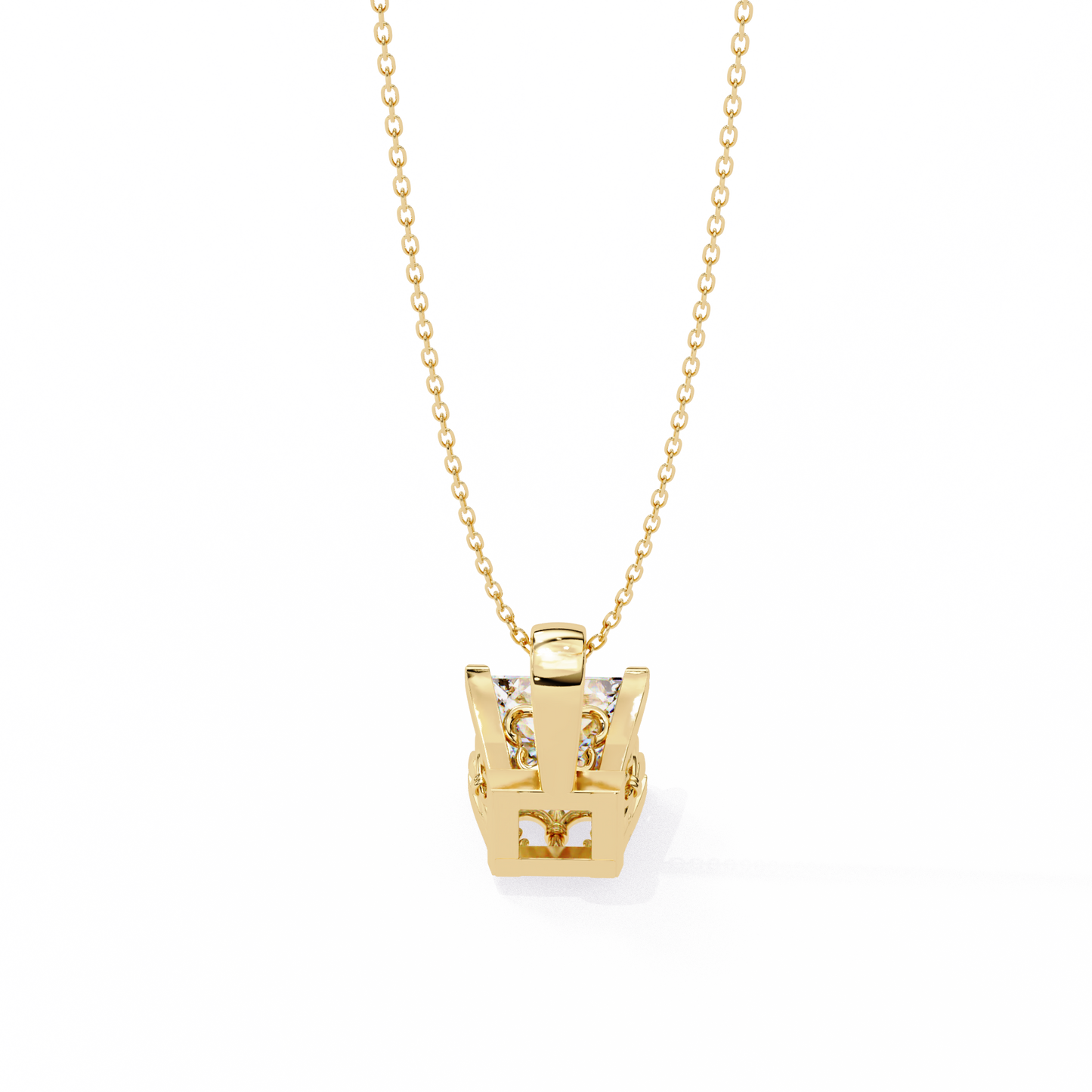 Crown Prism – Princess Cut Lab Diamond Solitaire Chain Pendant