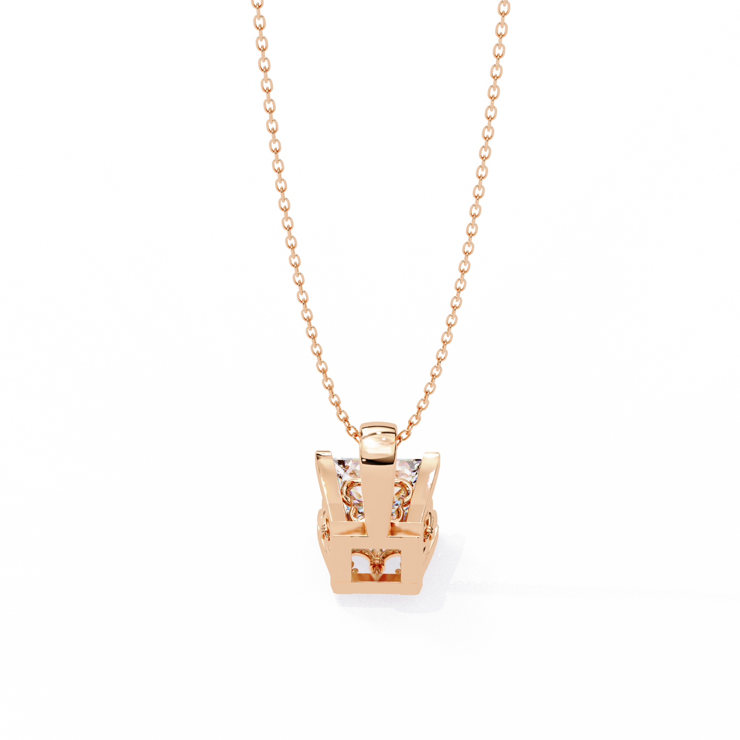 Crown Prism – Princess Cut Lab Diamond Solitaire Chain Pendant