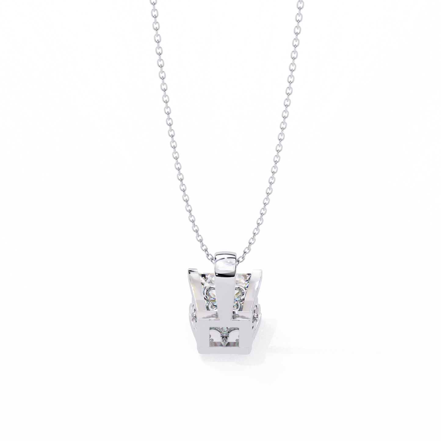 Crown Prism – Princess Cut Diamond Solitaire Chain Pendant