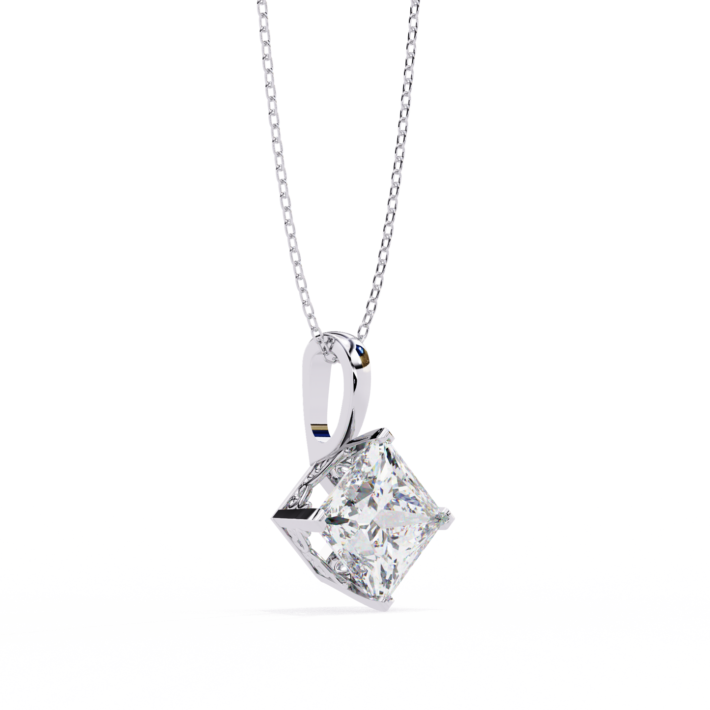 Royal Edge – Princess Cut Lab Diamond Chain Pendant