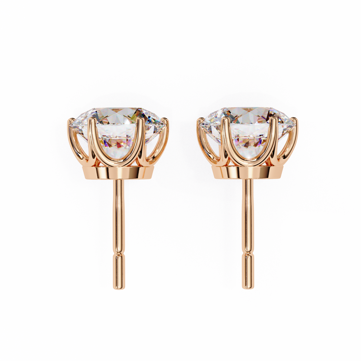 Nova Beam – Round Lab Diamond Radiant Stud Earrings