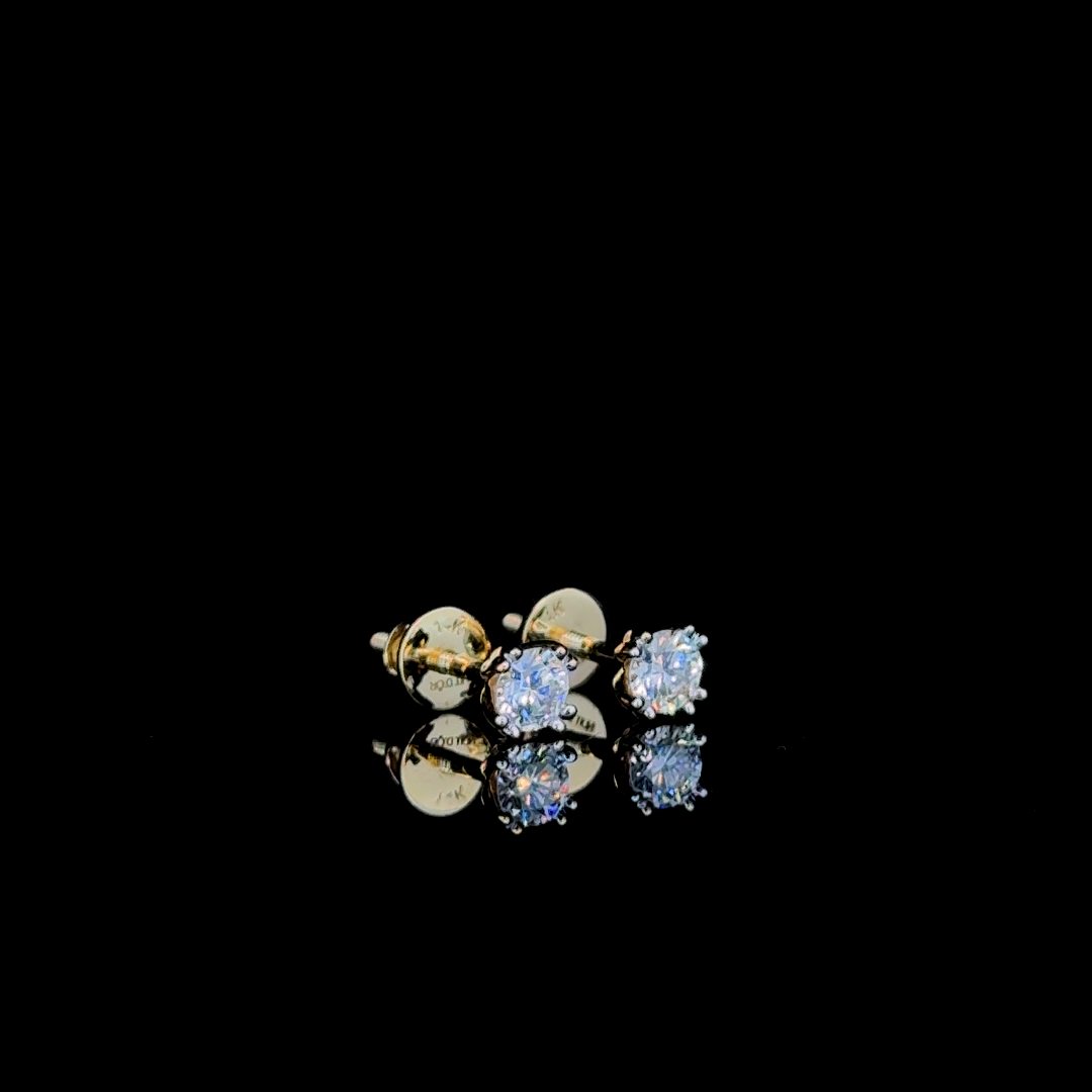 Golden Solitaire – Diamond Studs in 14K Yellow Gold