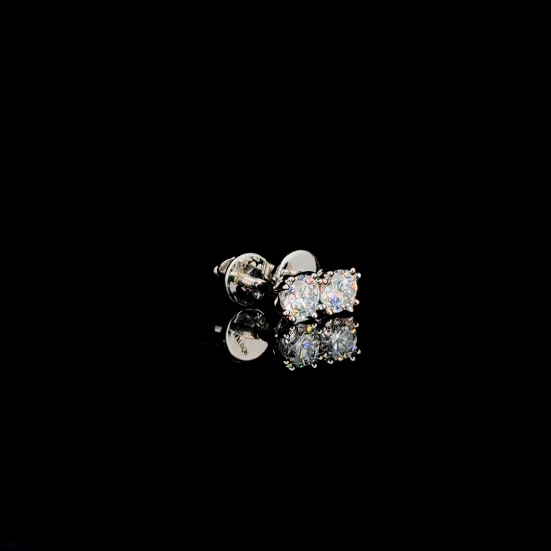 0.93 Carat Round Diamond Studs in 14K White Gold