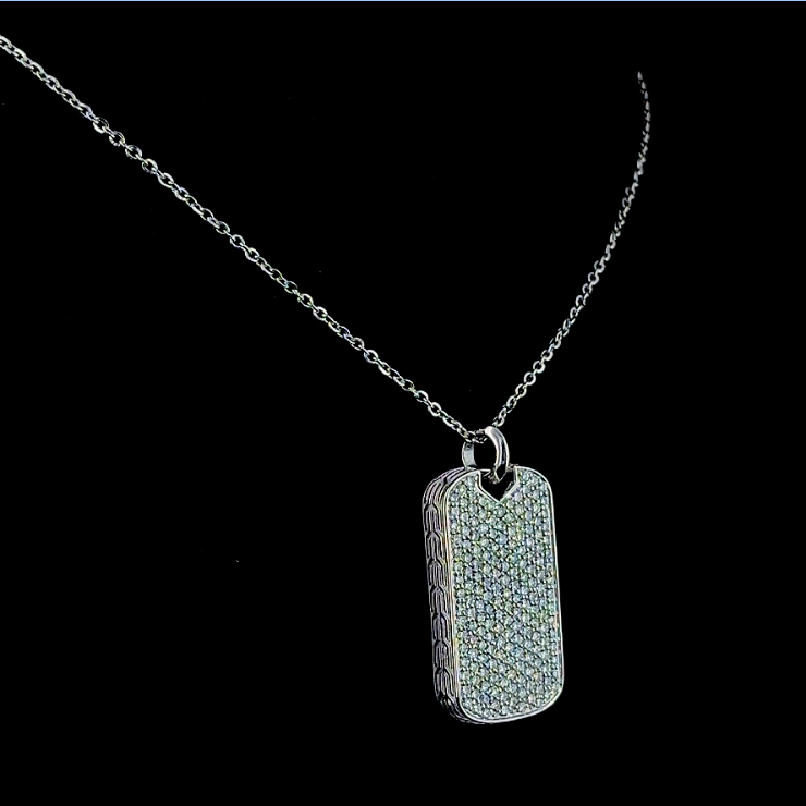 Diamond Tag – Round Diamond Pendant in 14K White Gold